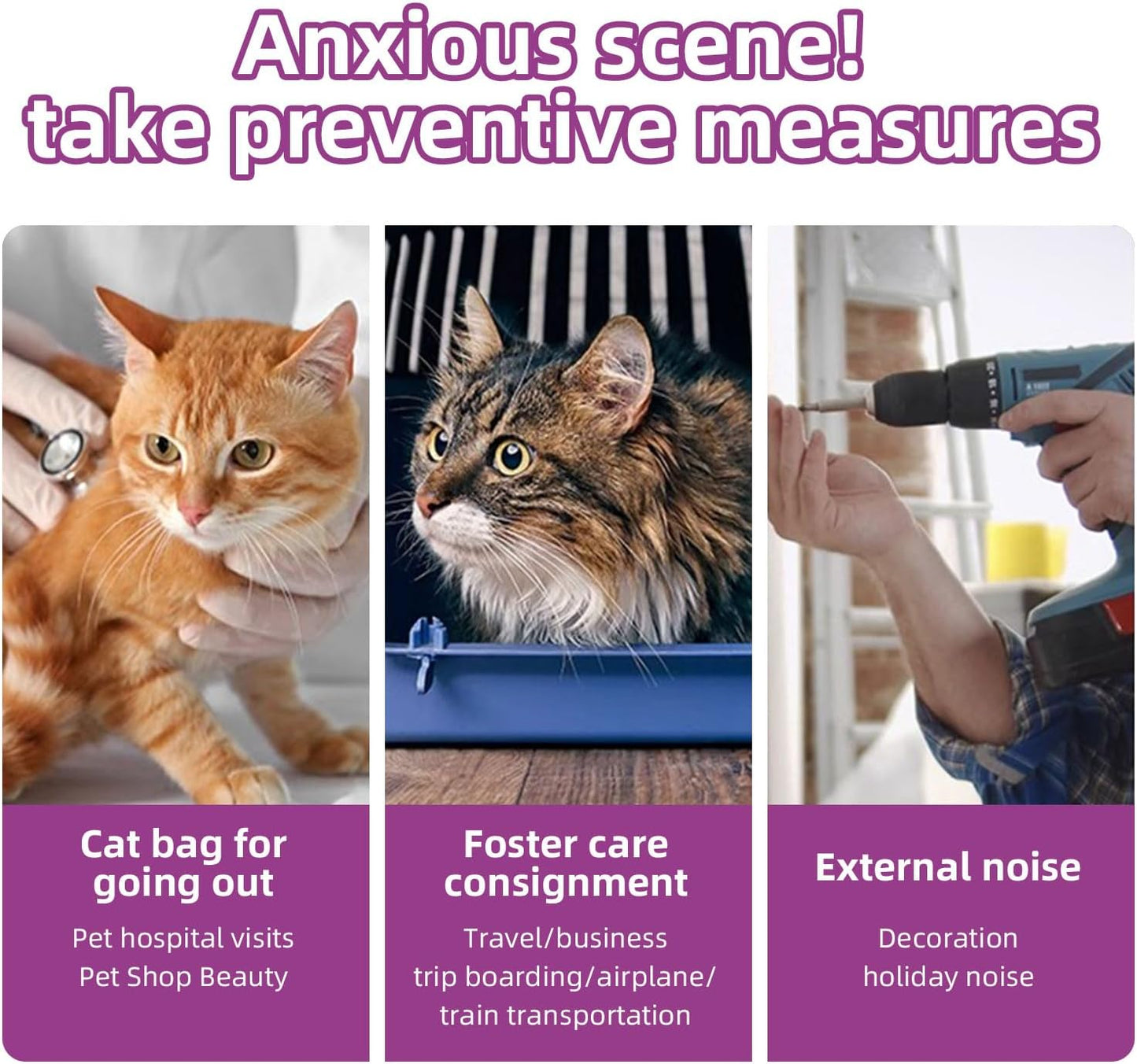 Cat Calming Pheromone Spray Kit Feline Calm Pheromones Vet Recommended Drug-Free,Drug-Free (2 * 60 mL)