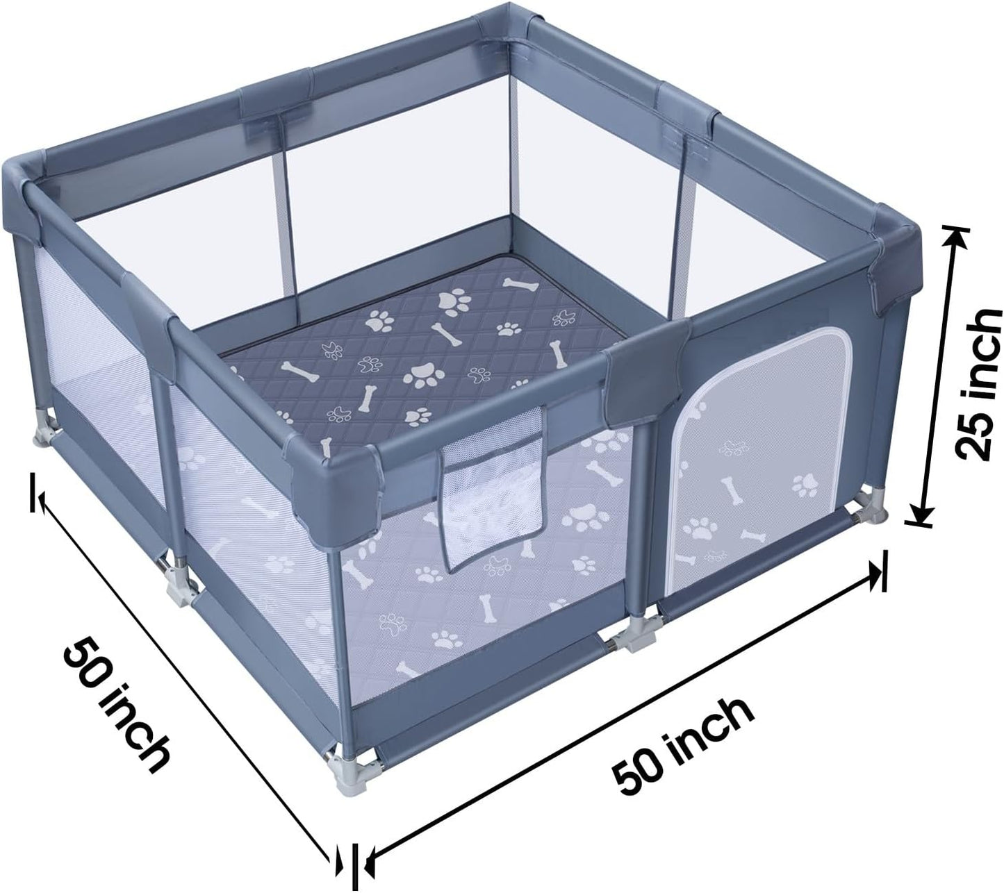 Foldable Portable Dog Fence With Door - Indoor and Outdoor Pet Cage