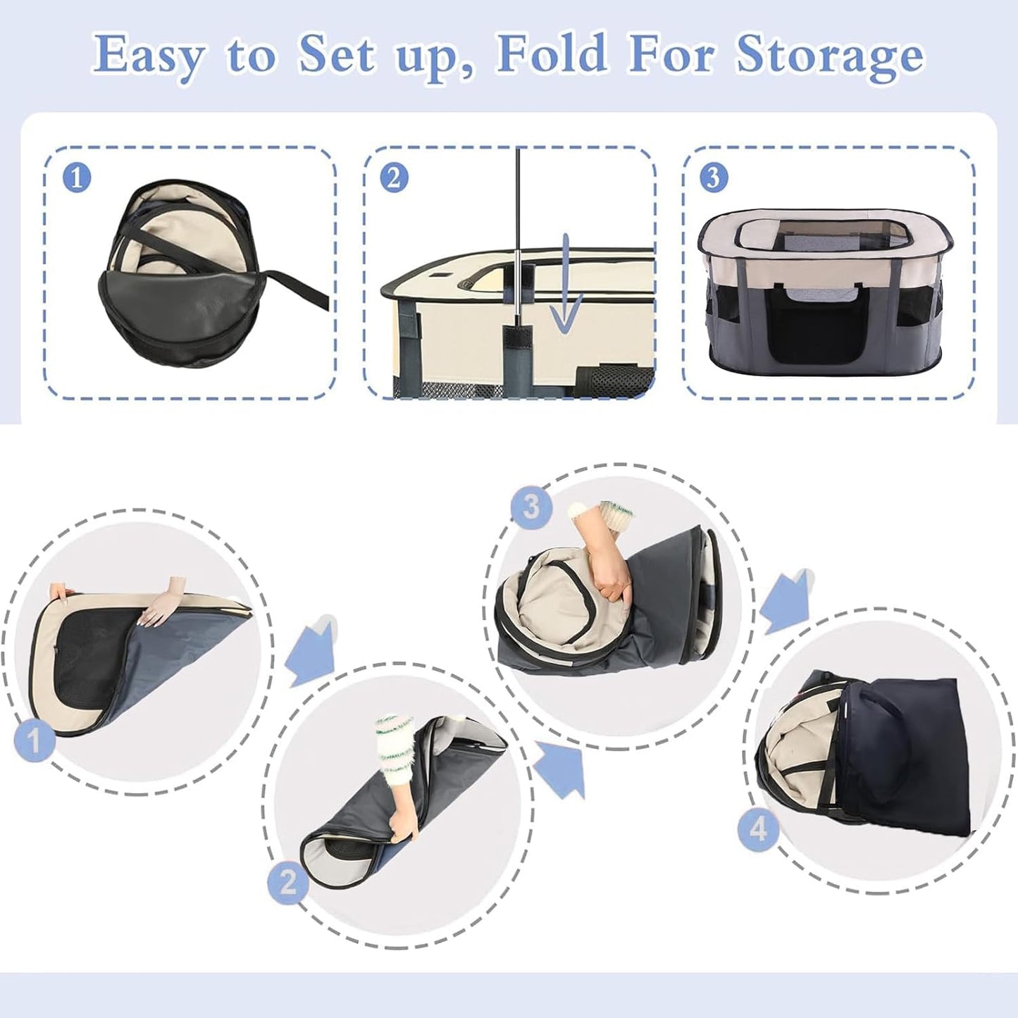 Portable Pet Playpen,Dog Play Pen Indoors,Foldable Cat Tent with Carry Bag for Puppy