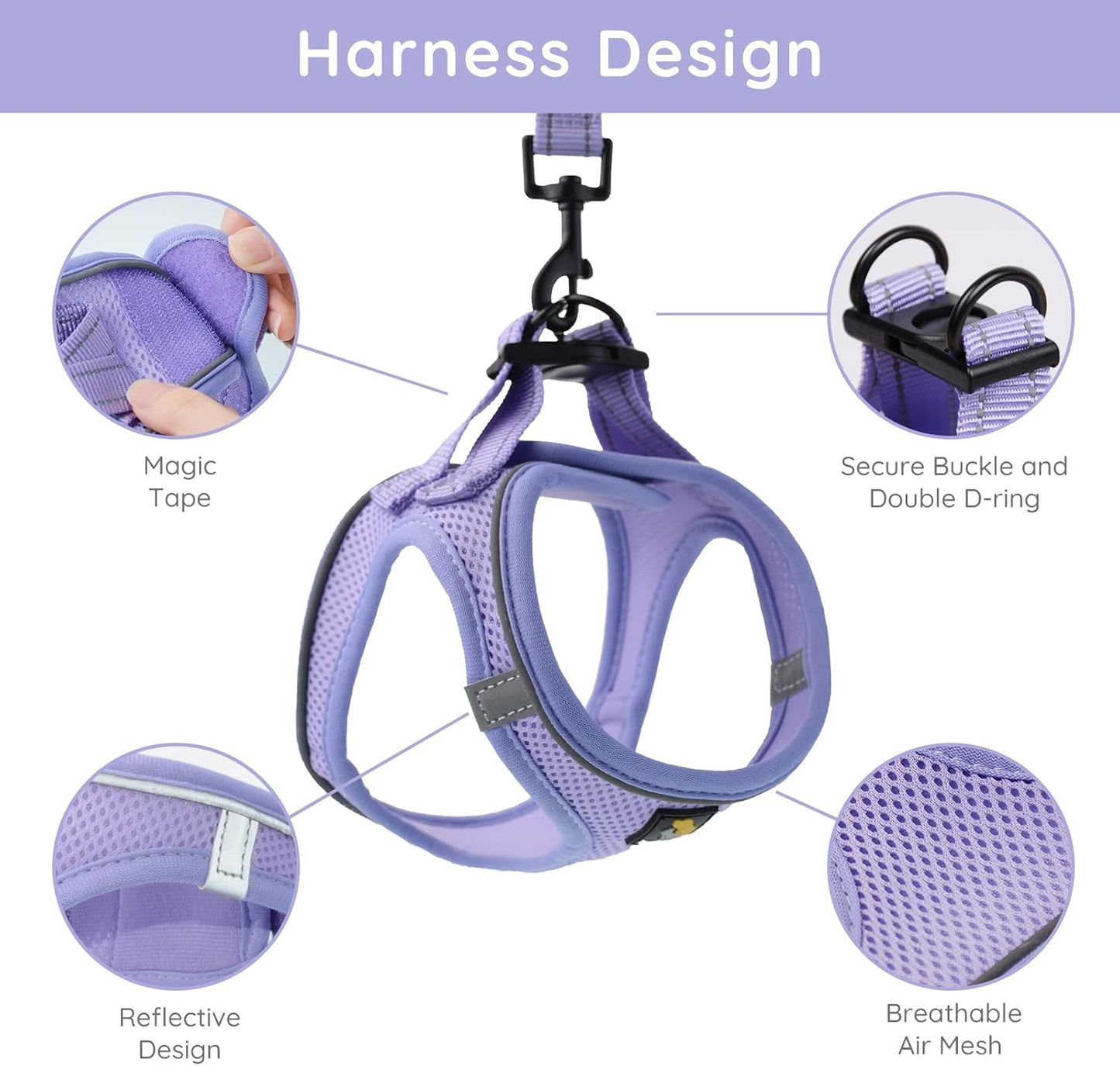 BELLA & PAL Puppy Harness with Leash Set, Dog Harness for Small Dogs No Pull, XS