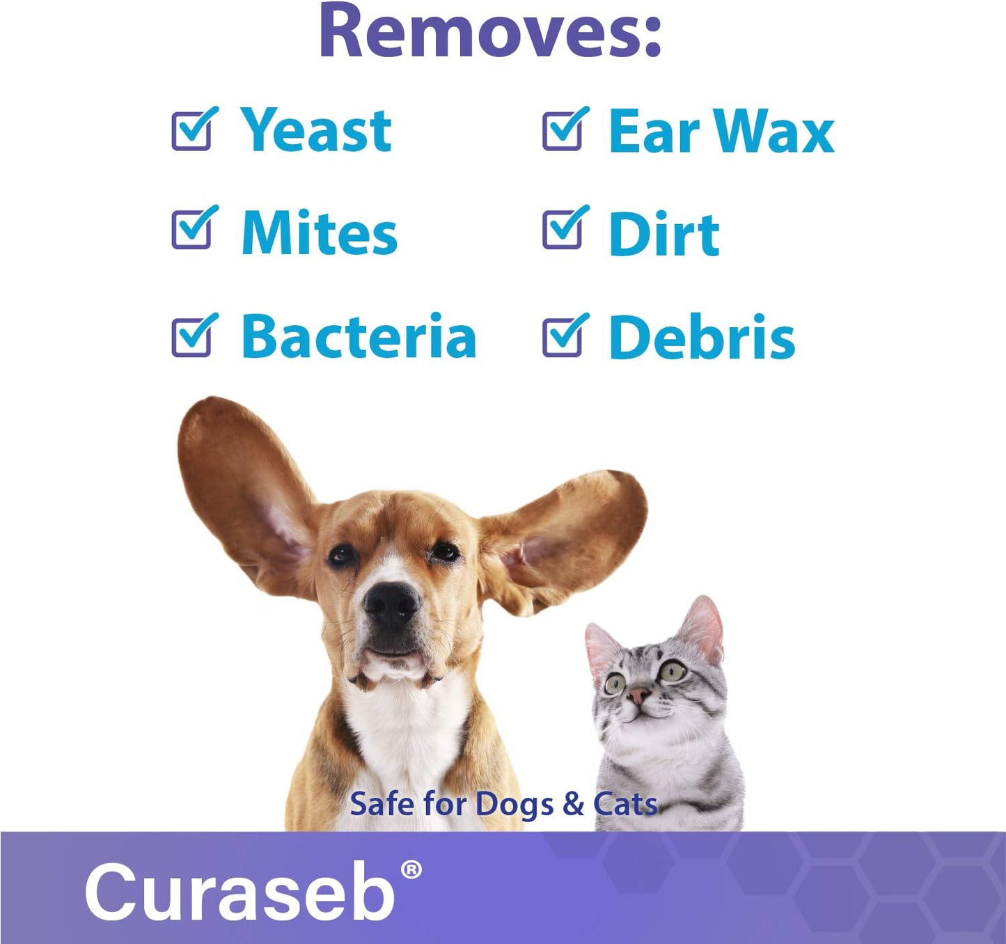Curaseb Cat and Dog Ear Wipes – Cleans – 100 Wipes