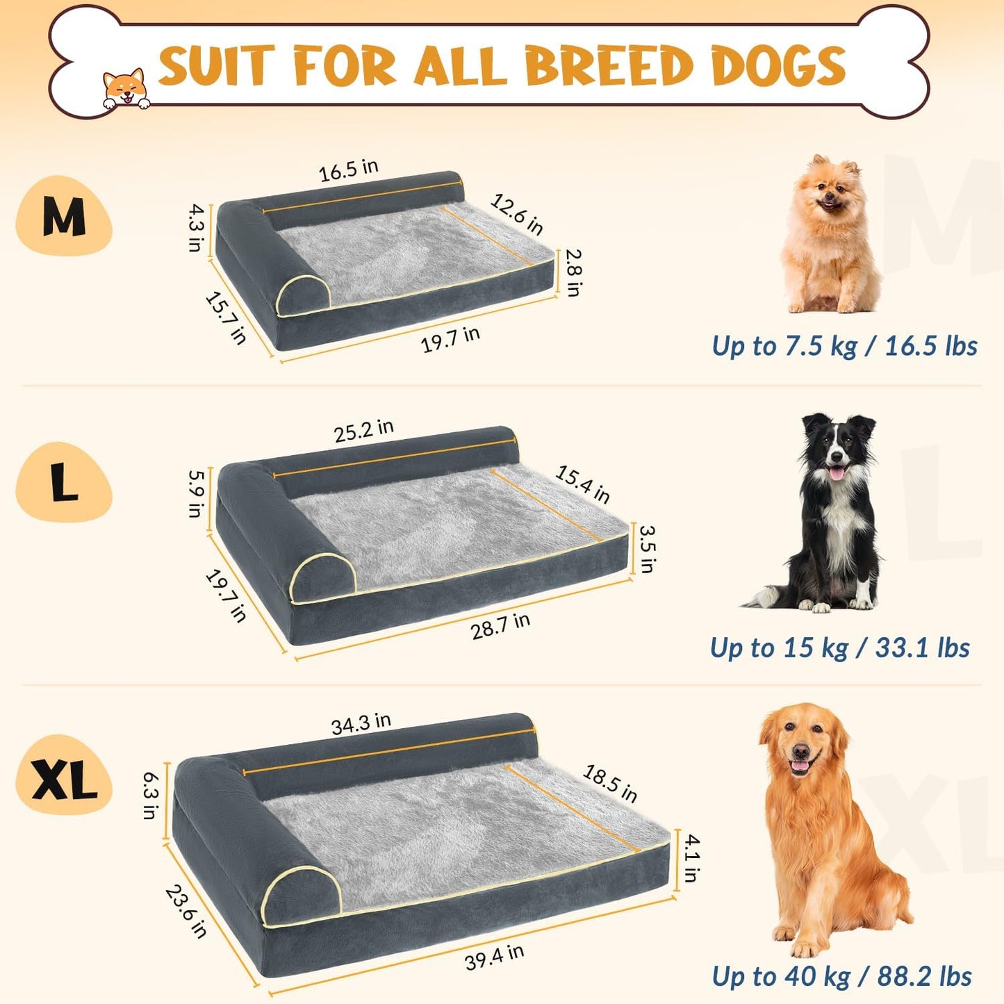 SlowTon Dog Bed for Extra Large Medium Small Dogs