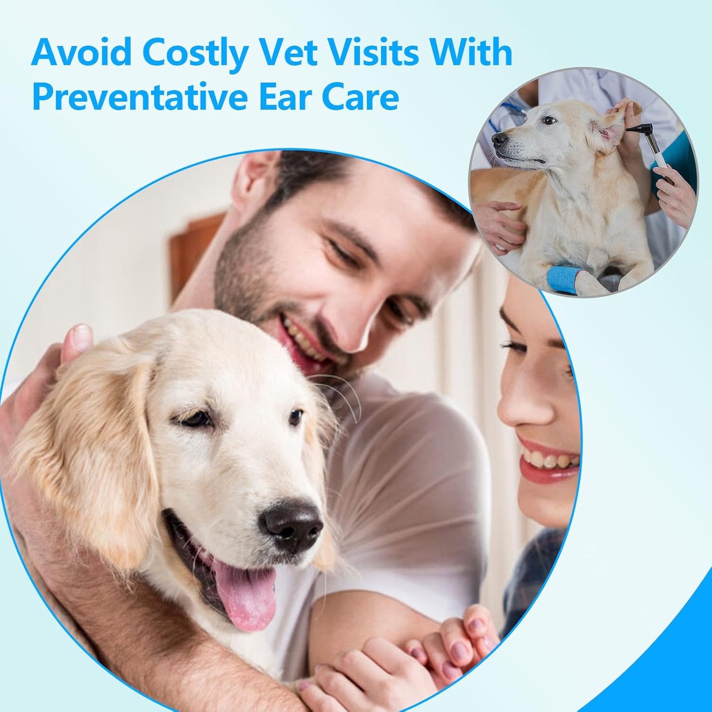 Dog Ear Finger Wipes, Dog and Cat's Ears Ear Cleaning Wipes, can Remove Dirt and Earwax,Wipes 60 Pieces