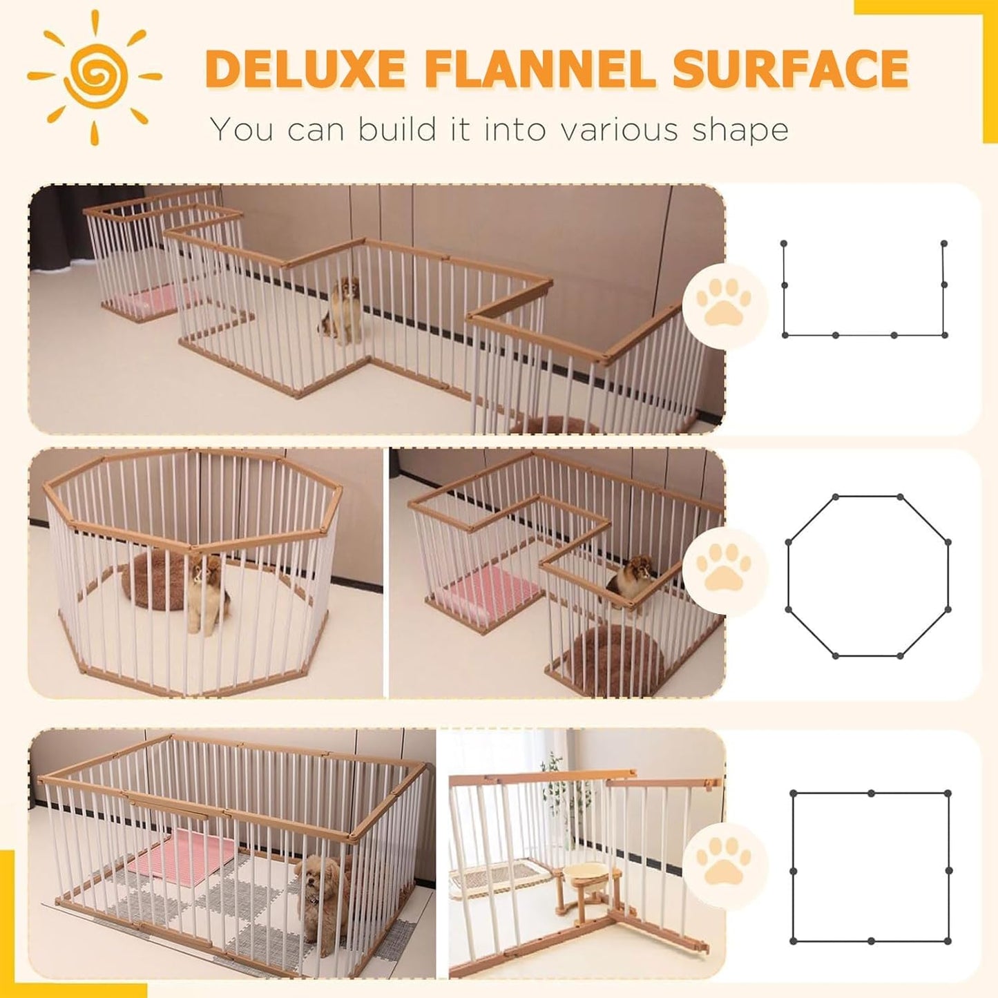 LIODUX Dog Playpen Indoor Pet Enclosure Fence Outdoor Portable Puppy Exercise Pen with Door 8/10 (8 Panels)
