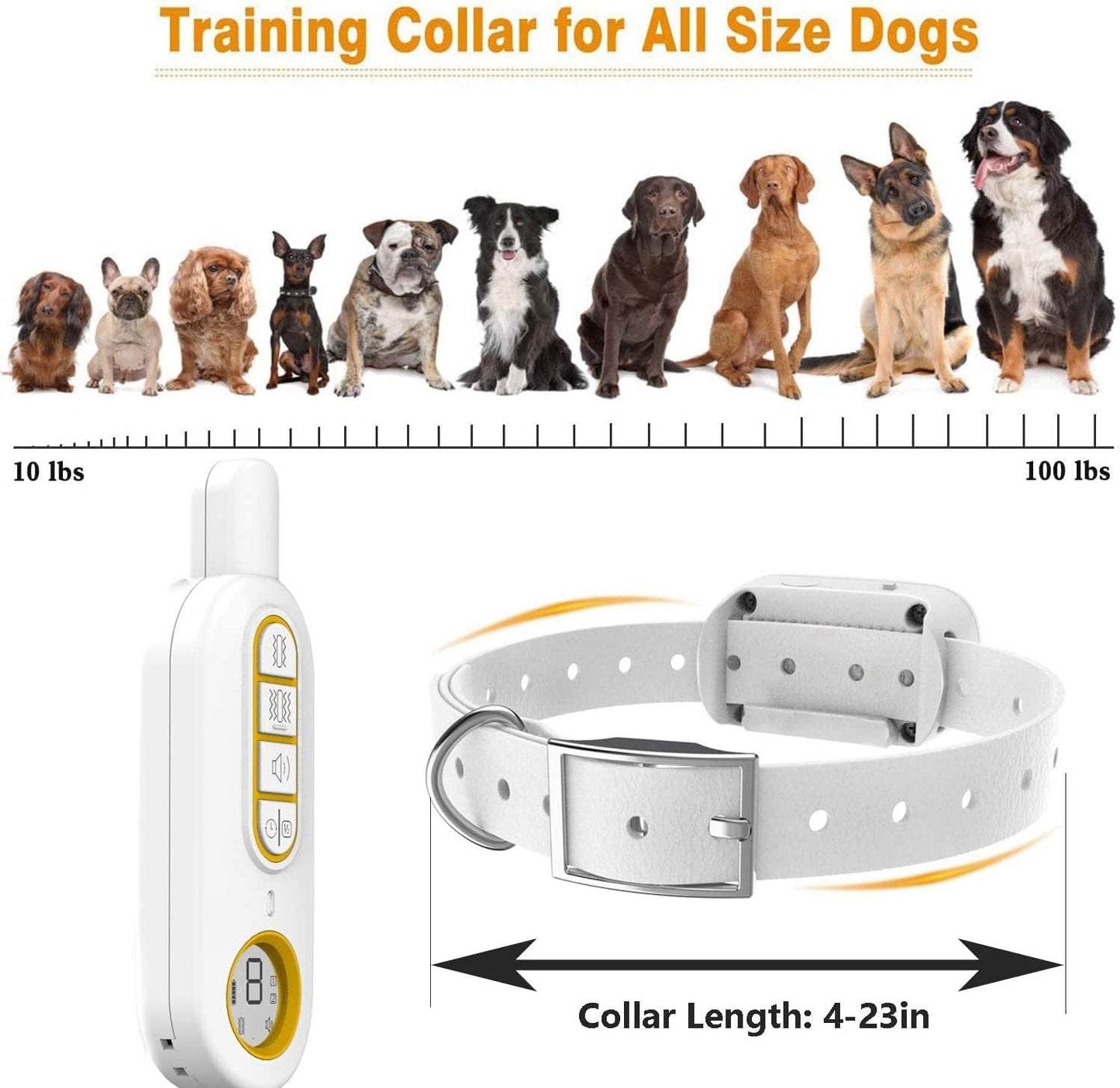 Dog Training Collar with Remote for Small Medium Large Dogs, Sound & Double Vibration Training Modes, IPX7 Waterproof Rechargeable Anti Bark Collar for Dogs Training, 1000FT Remote Range