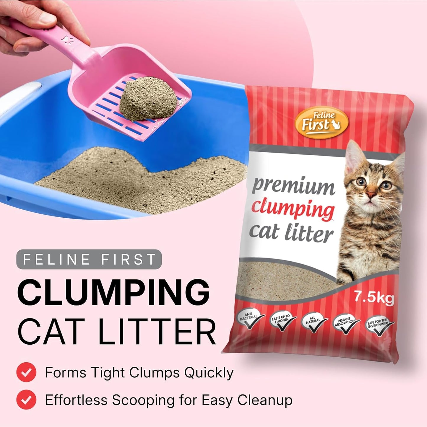 Feline First Clumping Cat Litter, 7.5kg