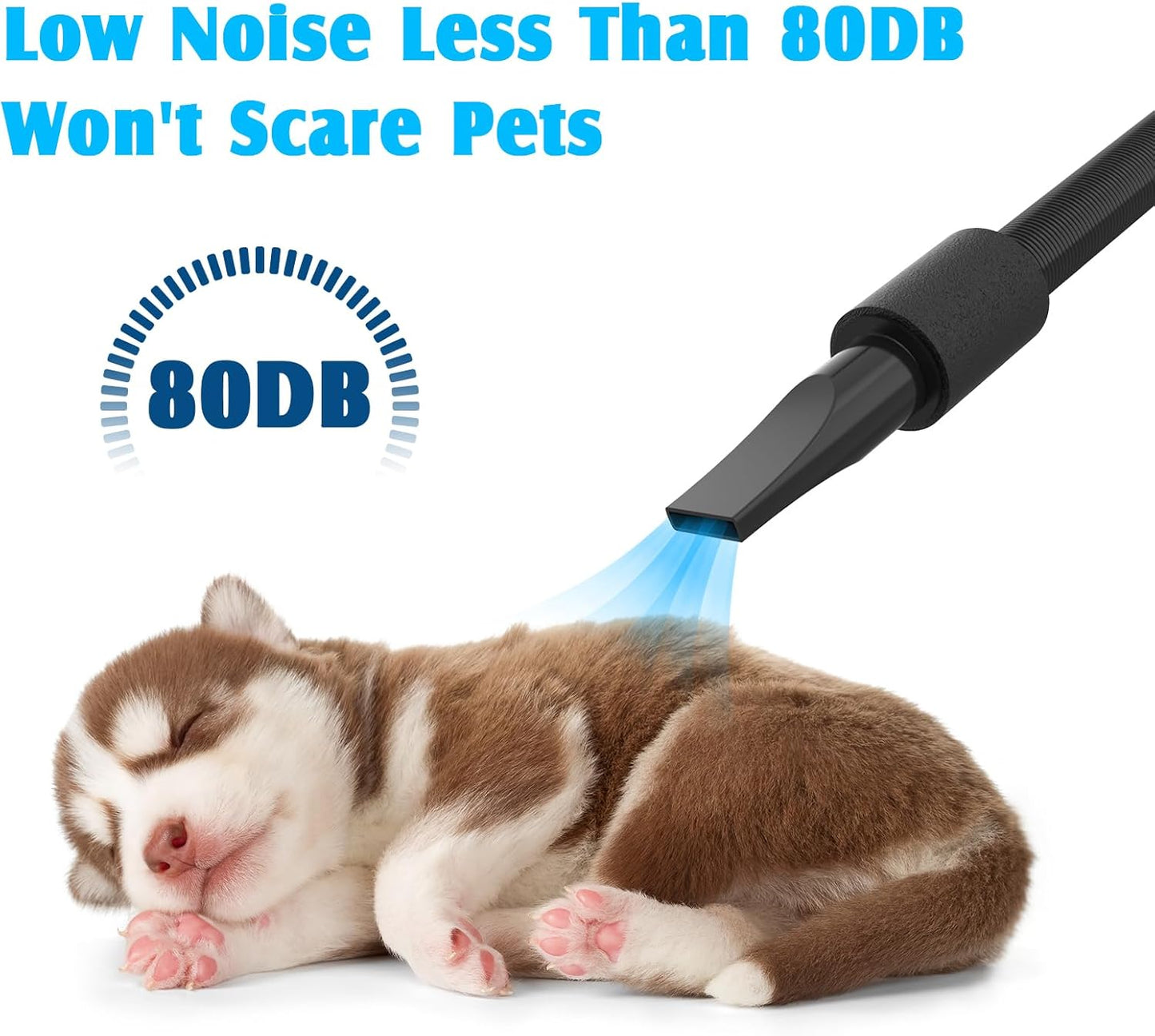 ADVWIN Dog Dryer, Pet Grooming Blow Dryer with LCD Display & Temperature Adjustable, 50-120m/s Adjustable Speed, 4 Different Nozzles, Blue