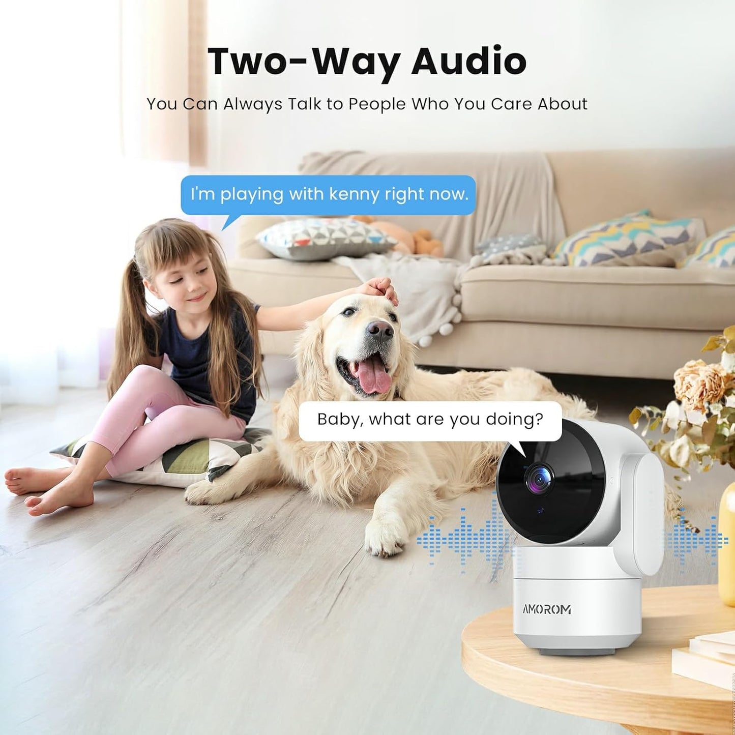 Indoor Camera for Home Security Dog Camera 360°, Pet Cameras with Pan&Tilt, Night Vision, Motion Detection, 2.4GHz WiFi