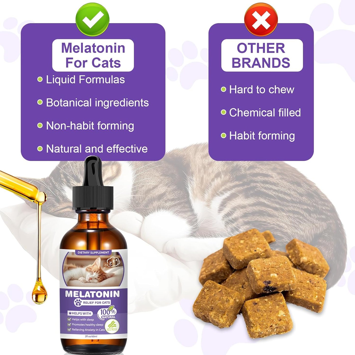 Cat Melatonin, Melatonin for Cats, Cat Tranquilizer to Anxiety Relief