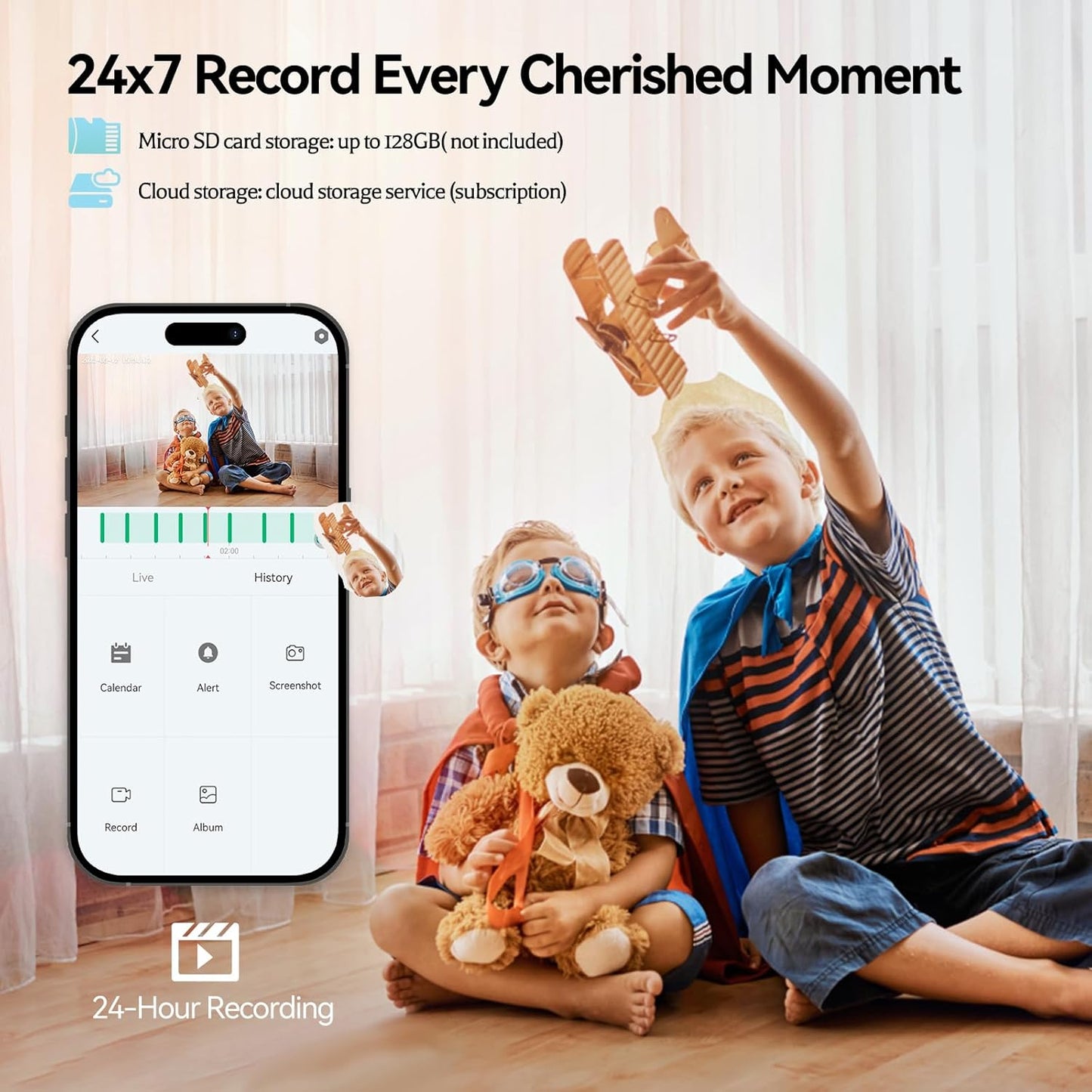 SV3C Indoor Security Camera 2K Pan/Tilt Wireless WiFi Pet Camera Temp & Humidity Cry Noise and Motion Detection, Two Way Audio 2.4G&5G Baby with Alexa