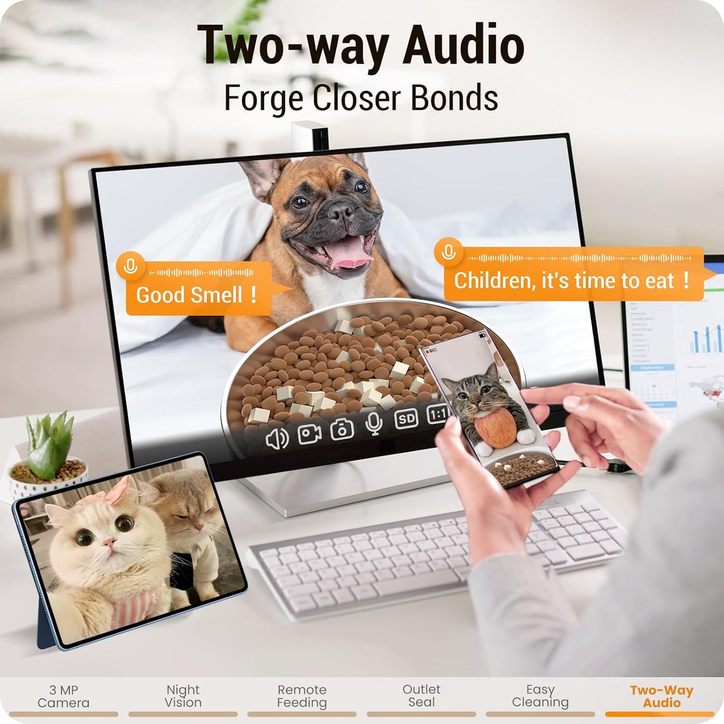 Frienhund Automatic Cat Feeder with 2K HD Camera: 5G WiFi Automatic Dog Feeder