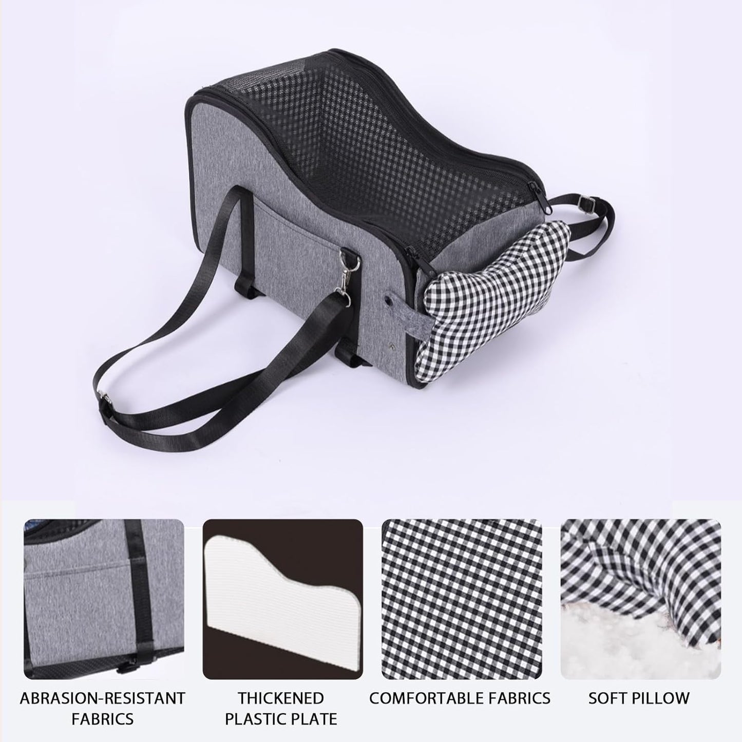 HOMKAI Dog Car for Dogs, Portable Pet Backpack with Safety Belt and Dual-Sided Mat