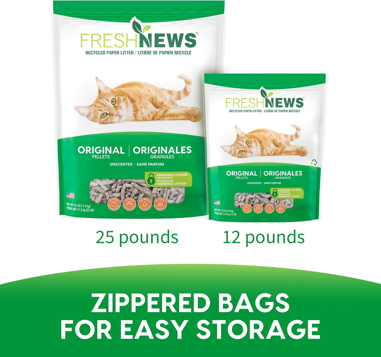 Fresh News Recycled Paper, Original Pellet Cat Litter, 25 Pound-USA made