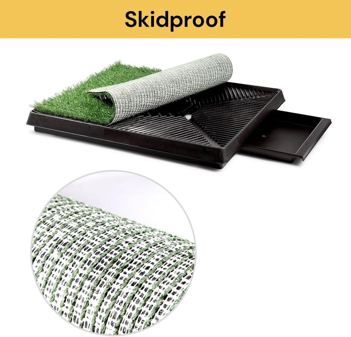 Dog Grass Pad with Tray Large, Puppy Turf Potty Reusable Training Pads with Pee Baffle, Artificial Grass Patch for Indoor and Outdoor Use, Ideal for Small and Medium Dogs