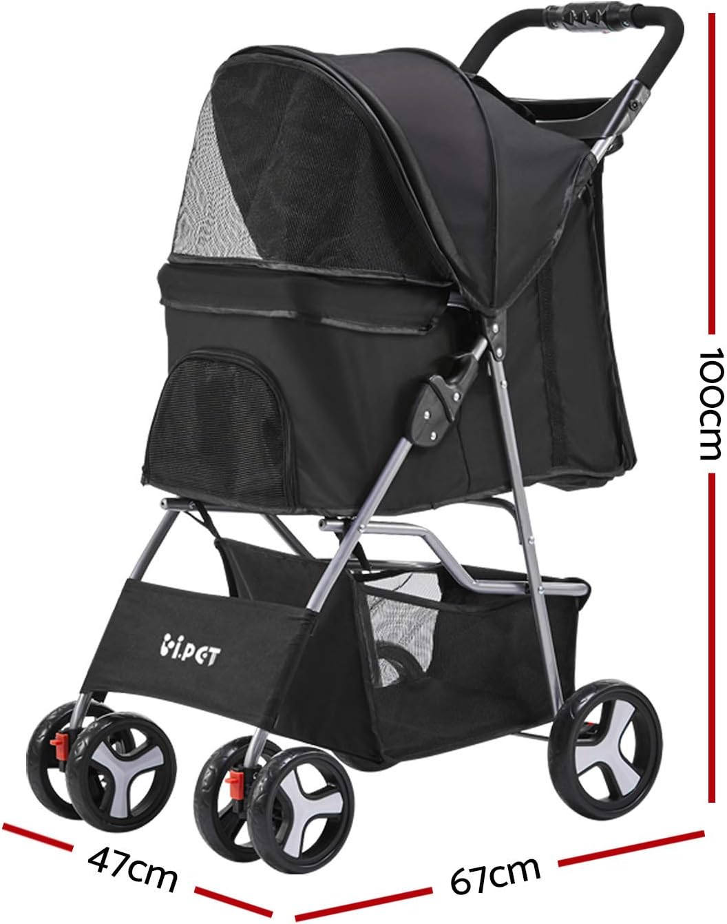 i.Pet Pet Stroller, Double Cat Dog Carrier Backpack Travel Strollers Pram Seat