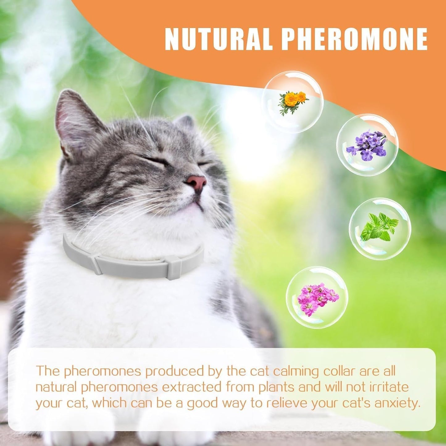 Nodfens Calming Collar for Cats Adjustable Pheromones Cat Diffuser Pet Diffuser Anxiety Relief for Pet 6PCS 60 Day Long-Term Effect