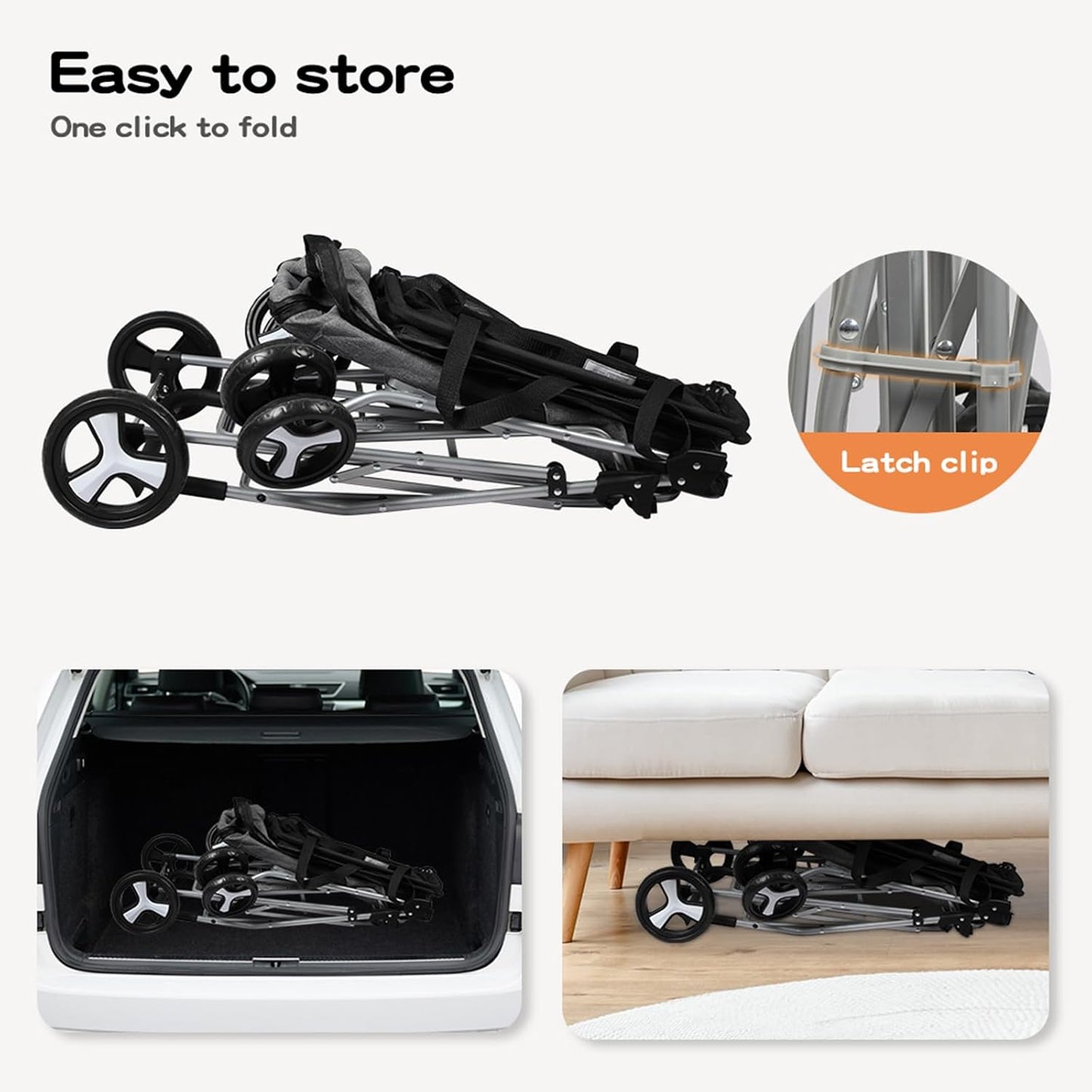 PaWz 2-Tier Pet Stroller, 4 Wheels Pet Carrier with Brake for Dog Cat