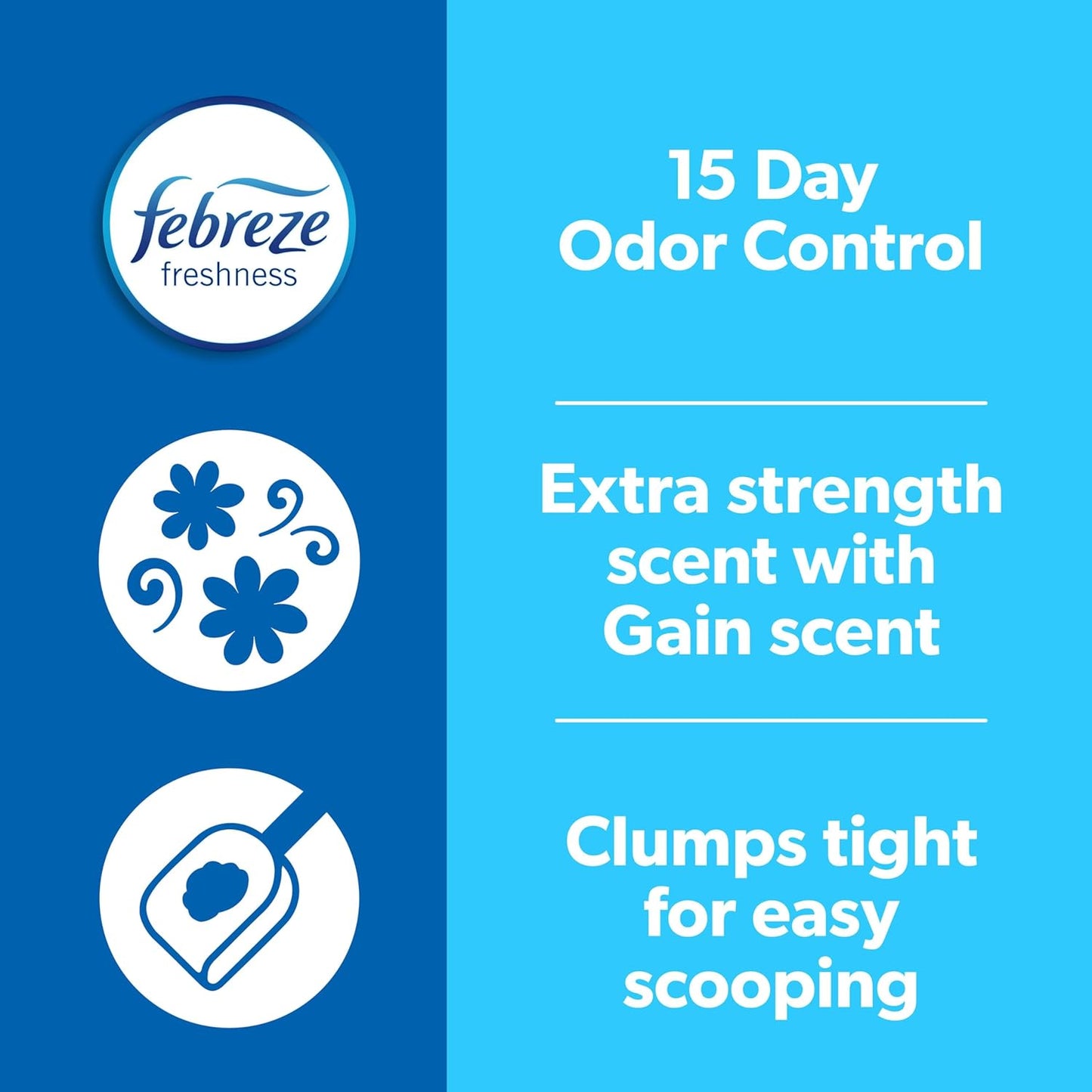Fresh Step Clumping Cat Litter with Febreze Gain Scent, Long Lasting 14 lb