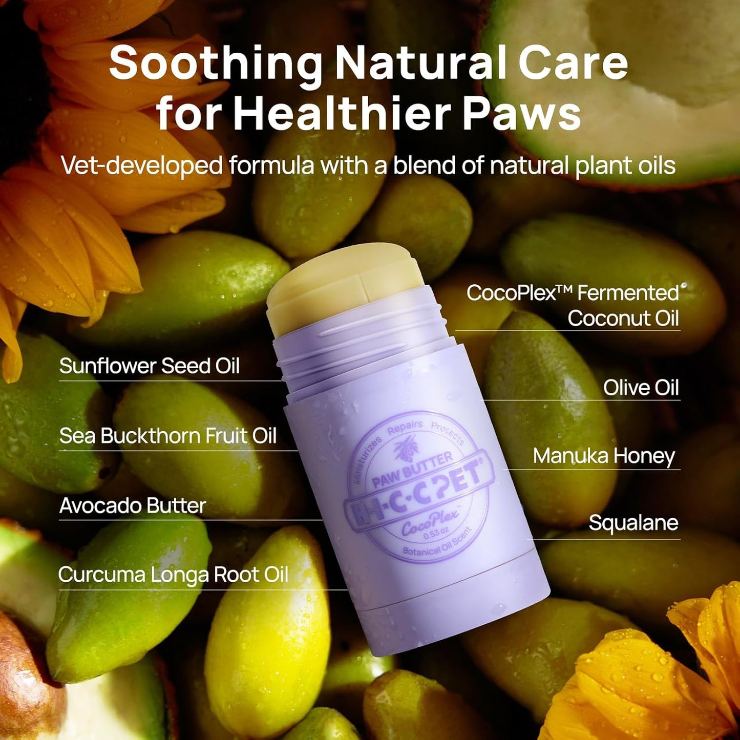 HICC PET Dog Paw Balm 1.06 oz for Dogs & Cats, Soothing Paw Balm Dogs Lick Safe, Moisturizing and Healing Dry Cracked Paws Cat Paw Balm