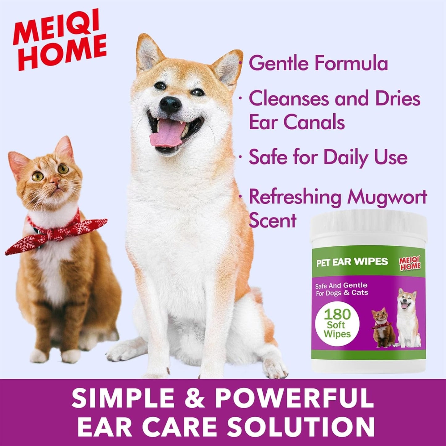 180 Count Dog Ear Cleaner Wipes ,Dog Ear Wipes ,Gently Remove Ear Wax, Debris
