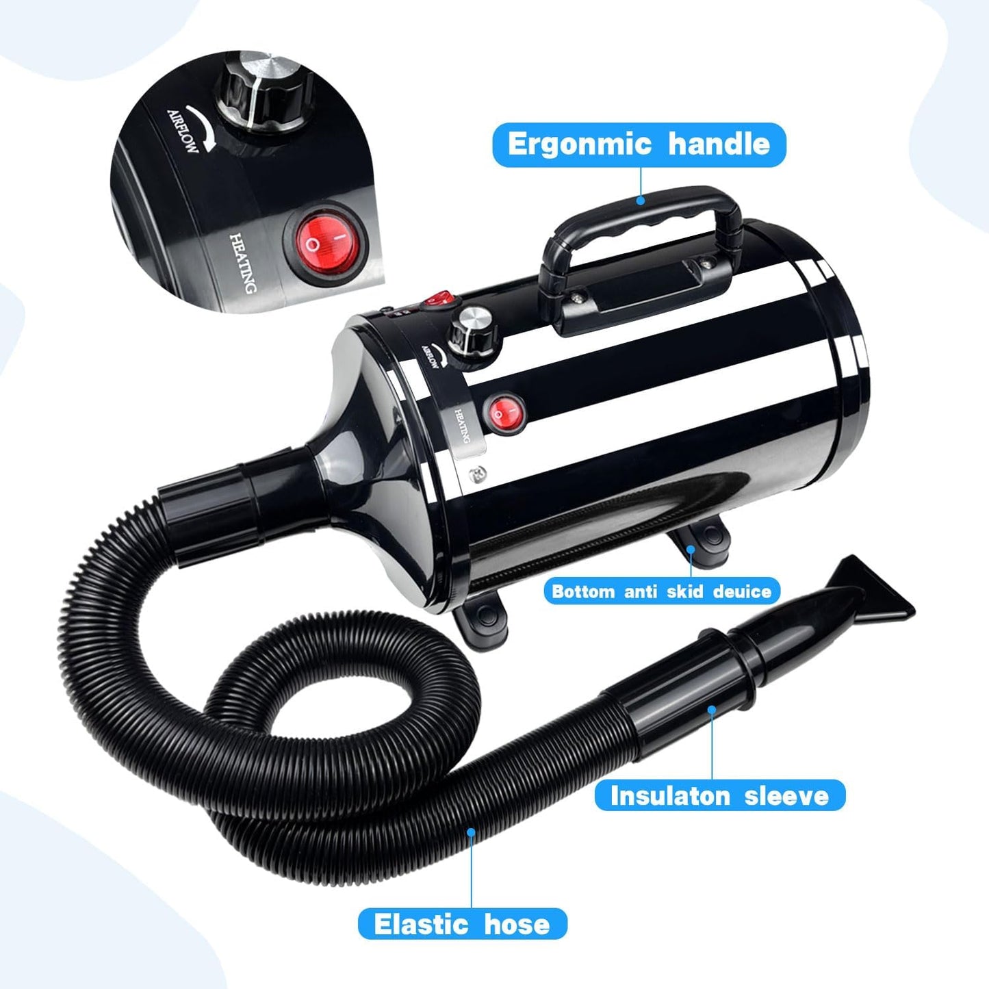 Dog Hair Dryer - Adjustable Speed & Temperature 2800W Dog Grooming Dryer