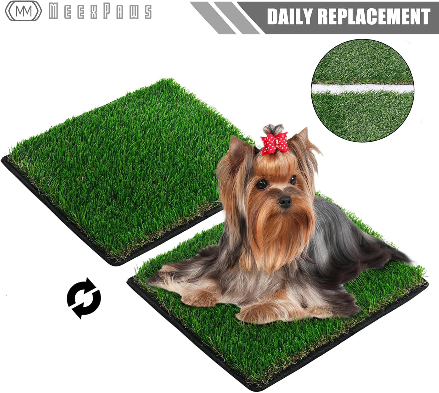 MEEXPAWS Large Dog Grass Toilet with Tray,44×34 cm Puppy Toilet Training