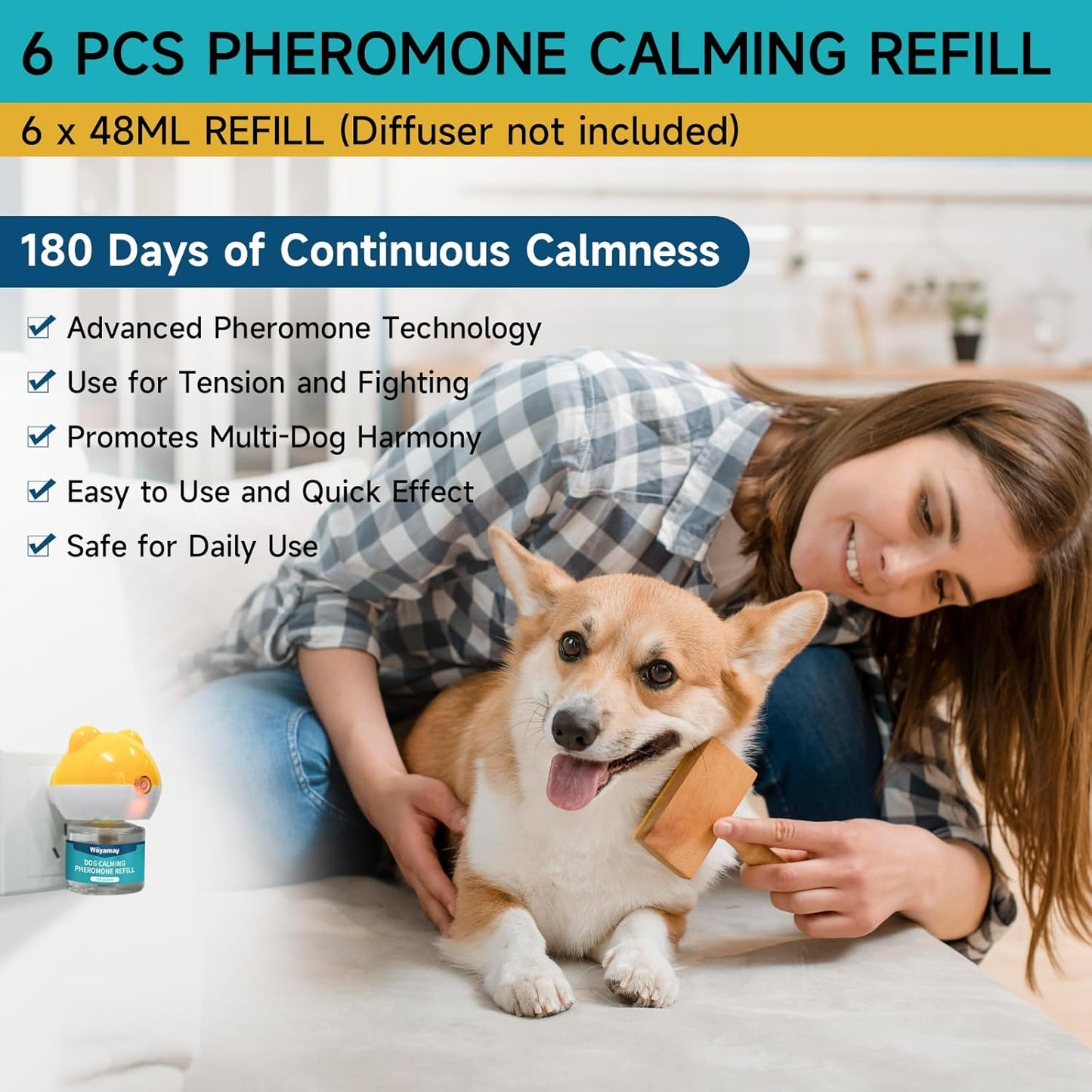Dog Calming Diffuser Refills - 6 Pack Dog Pheromones Calming Diffuser for Dog Anxiety Relief
