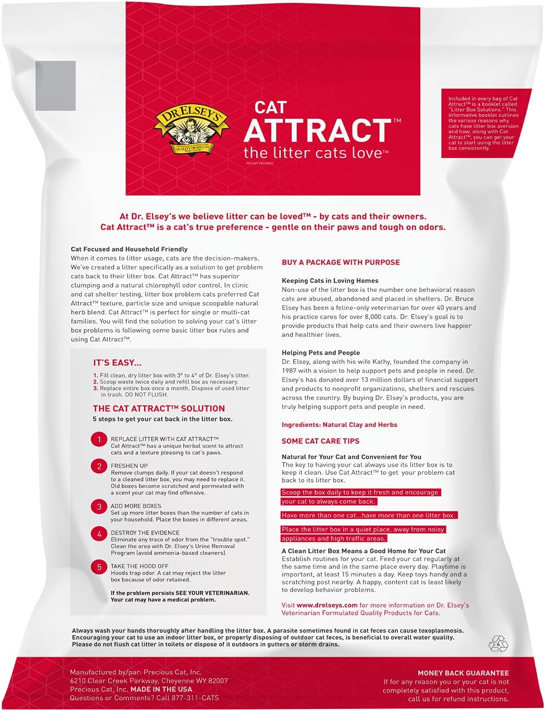 Dr. Elsey's Premium Clumping Cat Litter - Cat Attract - 99% Dust-Free, Low Tracking,40lb-usa product