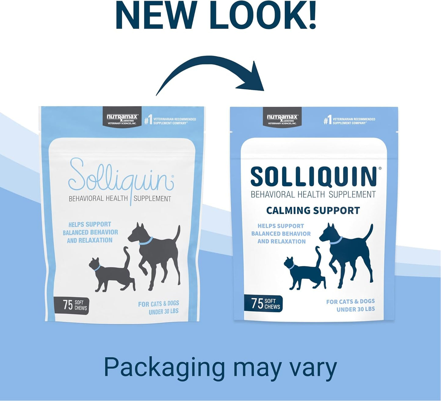 Nutramax Solliquin Calming Behavioral Health Supplement for Small to Medium Dogs and Cats - With L-Theanine, Magnolia / Phellodendron, and Whey Protein Concentrate, 75 Soft Chews