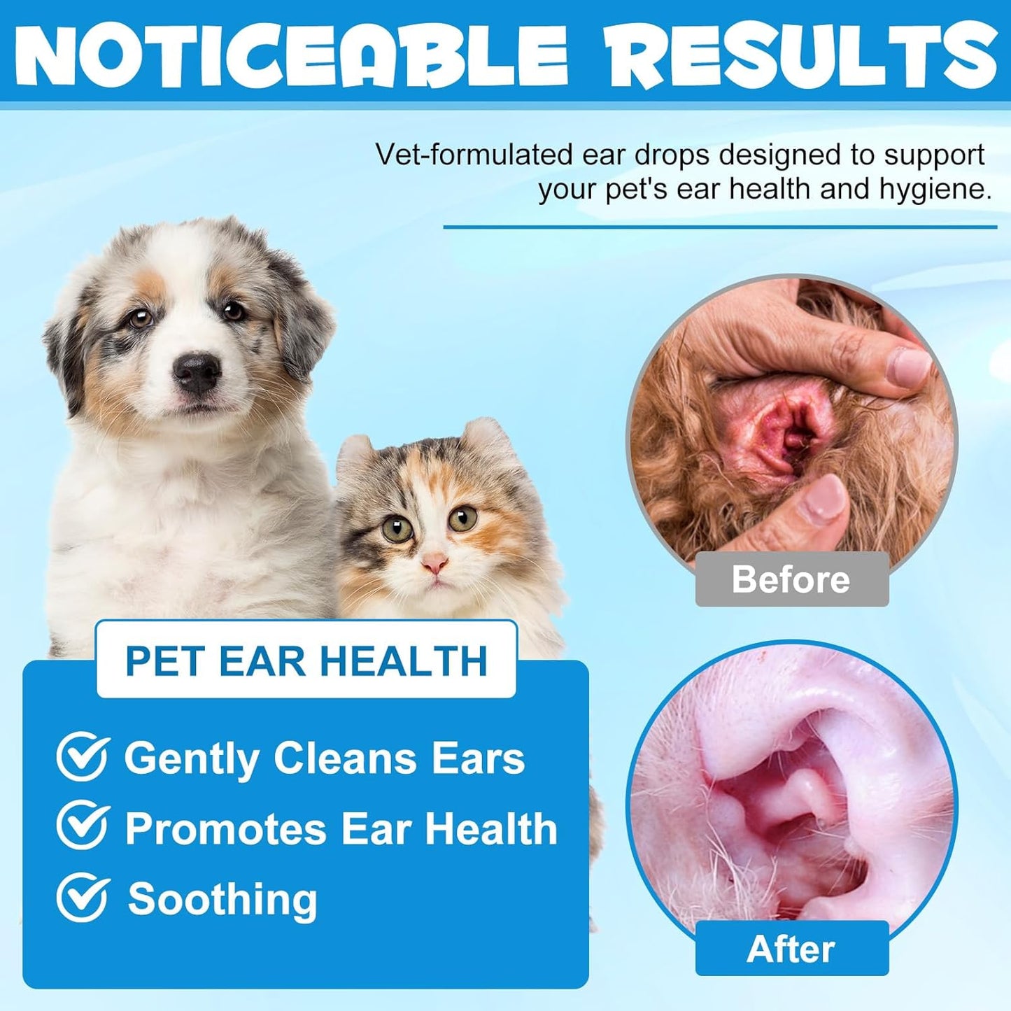 Dog Ear Infection Treatment, Natural Dog Ear Drops Liquid, Antiseptic Ear Cleaner for Dog & Cat, Dog Ear Care for Itchy Relief, Yeast Infection Treatment, Ear Mite Treatment for Dogs, 2.02fl.oz