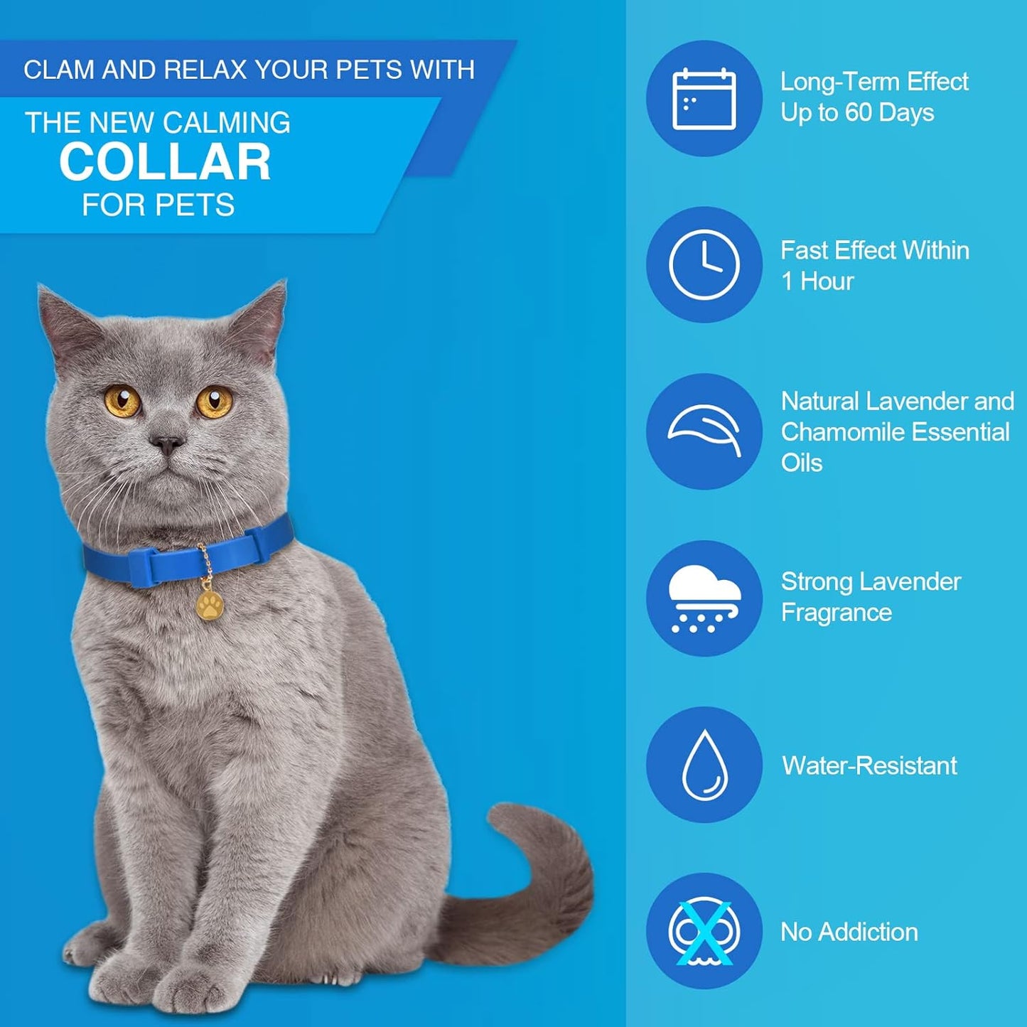 4 Pcs Cat Calming Collar Adjustable Lavender Scent Relaxing Cat Collar with 2 Pendant