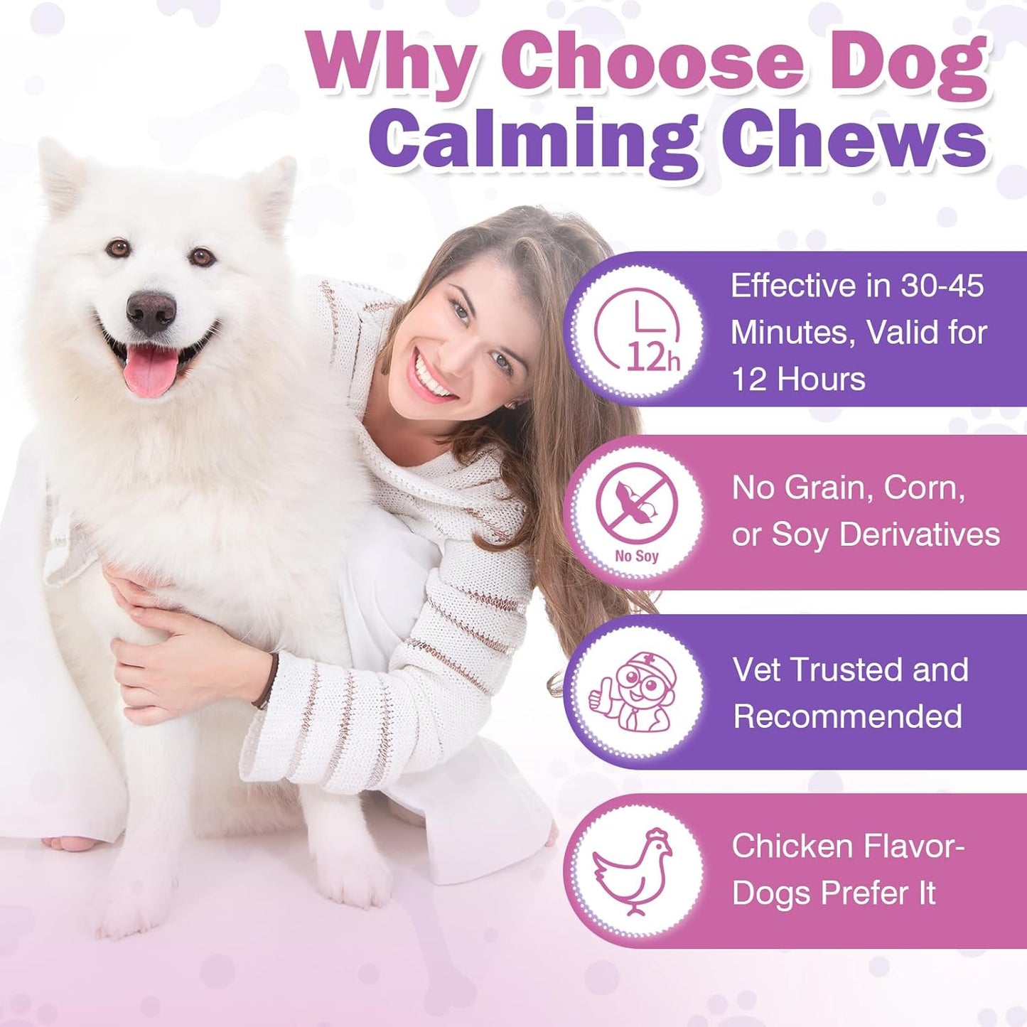 Hemp Calming Chews for Dogs 150PCs Dog Calming Treats and Bites with Hemp Oil - Anxiety and Stress Relief