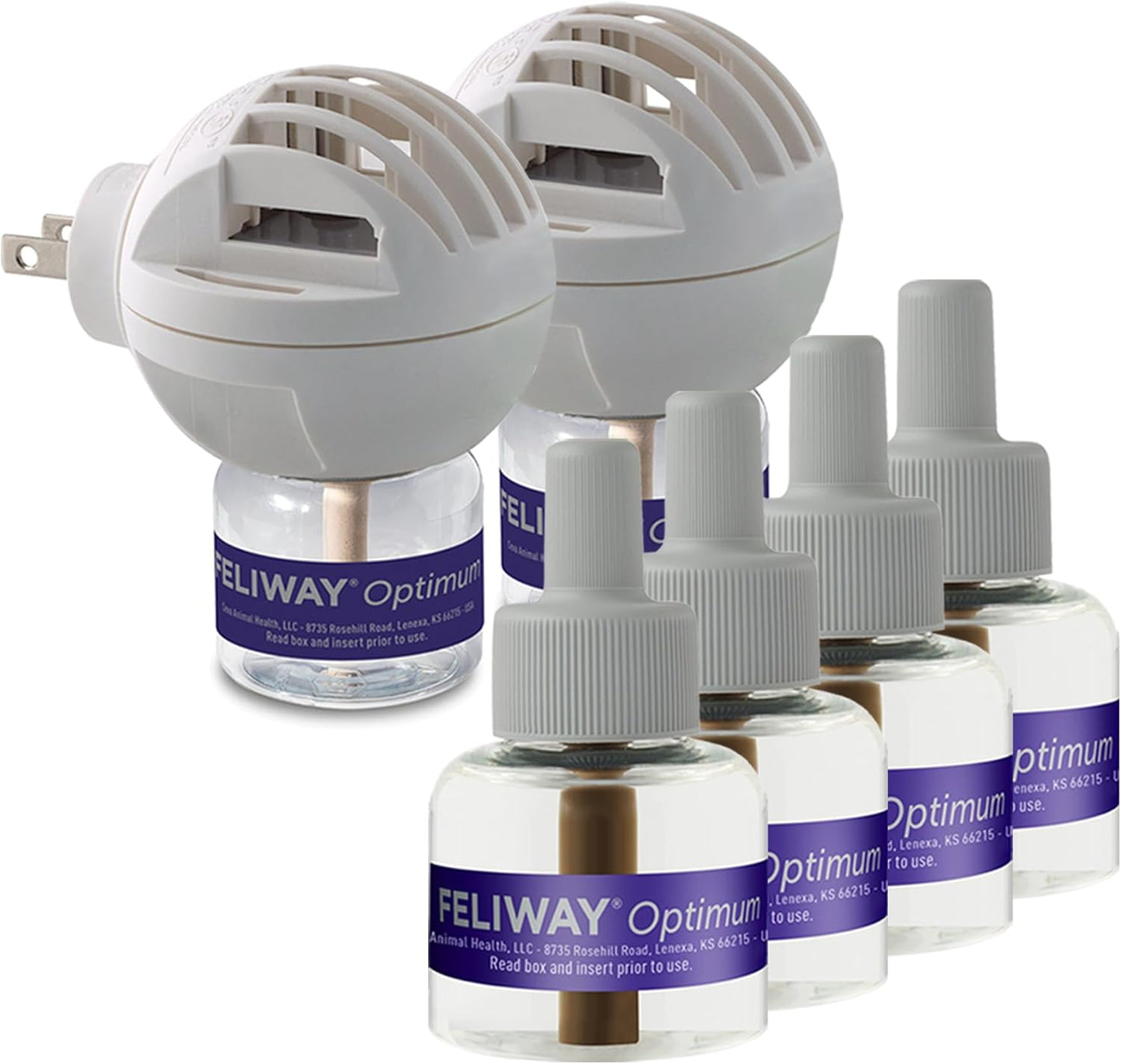 FELIWAY Optimum Cat, Enhanced Calming Pheromone Diffuser, 2 Room 90 Day Kit (2 Diffusers and 6 Vials)