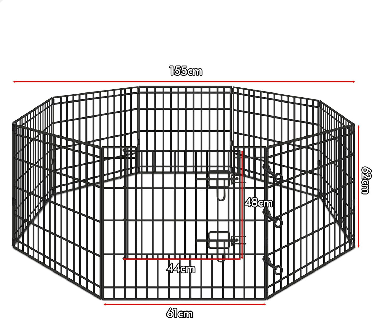Beastie Foldable Pet Dog Metal Playpen 24", 8 Panels Folding Dog Play Pen Frame for Puppy