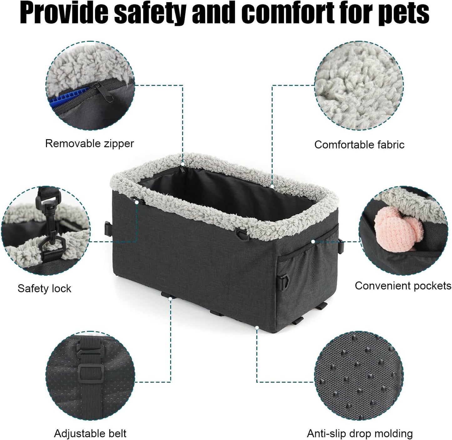 LAMCAN Dog Car Seat, Dog Booster Car Seat for