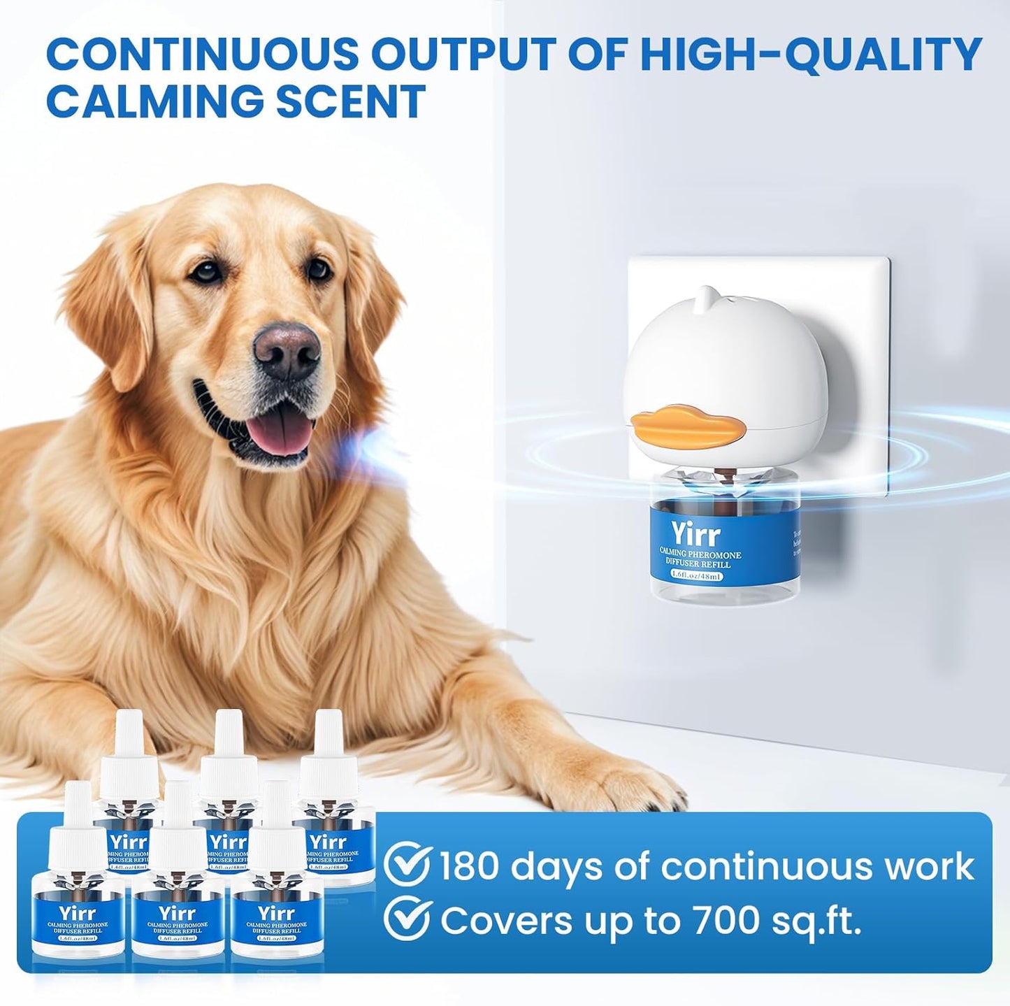 Dog Calming Diffuser, 8 in 1 Dog Pheromones Calming Diffuser, 2 Diffuser 6 Refill(48ml)