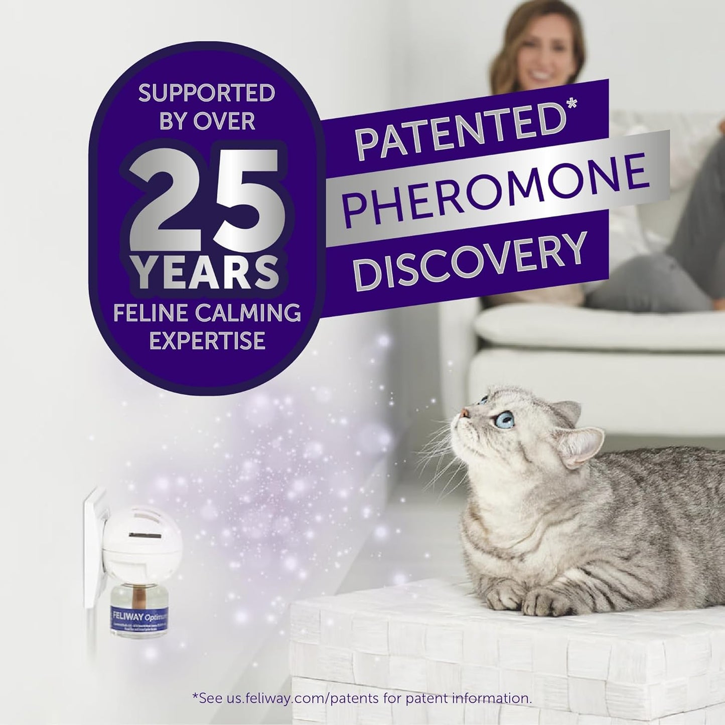 FELIWAY Optimum Cat, Enhanced Calming Pheromone Diffuser, 3 Room 90 Day Kit (3 Diffusers and 9 Vials)