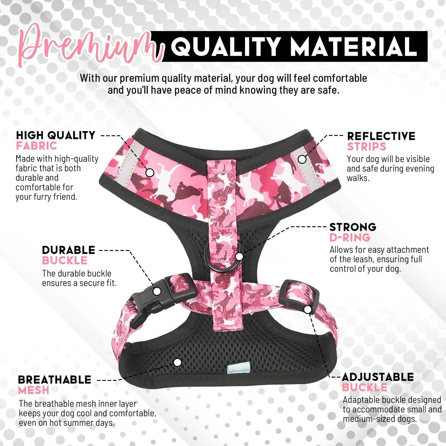 Premium Dog Harness Set with Leash, Collar & Poop Bag Holder - Reflective-small