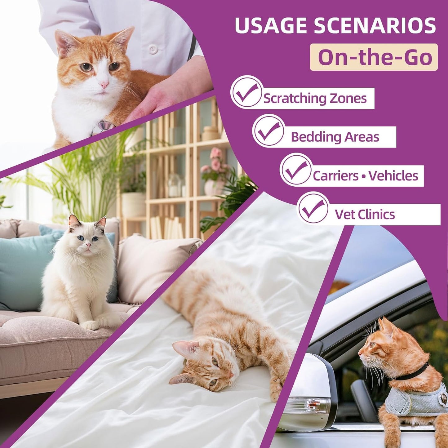 Cat Calming Pheromone Spray Kit Feline Calm Pheromones Vet Recommended Drug-Free Anxiety Relief for Multi-Cat Homes,Stops Scratching & Urine Marking,60-Day Supply | Drug-Free (2 * 60 mL)
