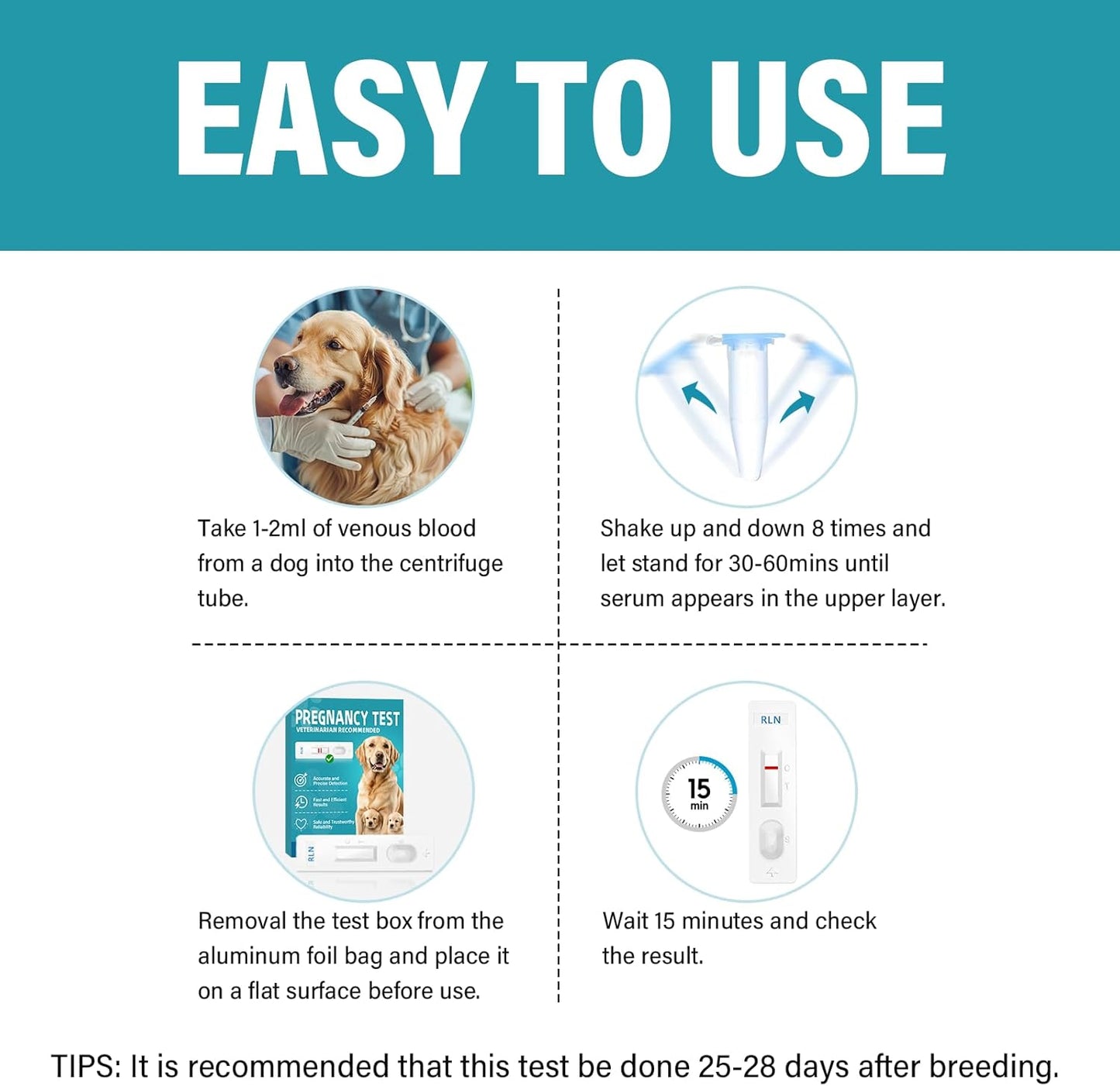 Dog Pregnancy Test, Pet Pregnancy Supplies at Home, 10-15 Mins Accurate and Fast Detection, 99.9% Accurate & Simple Operation