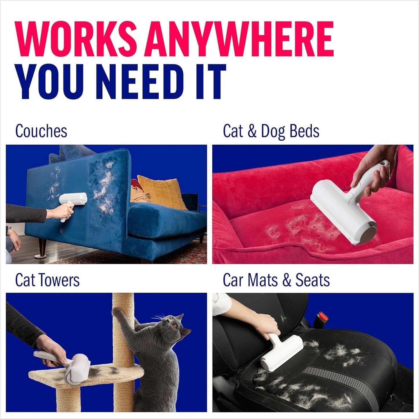 Pet Hair Remover and Reusable Lint Roller, Cat and Dog Hair Remover for Furniture