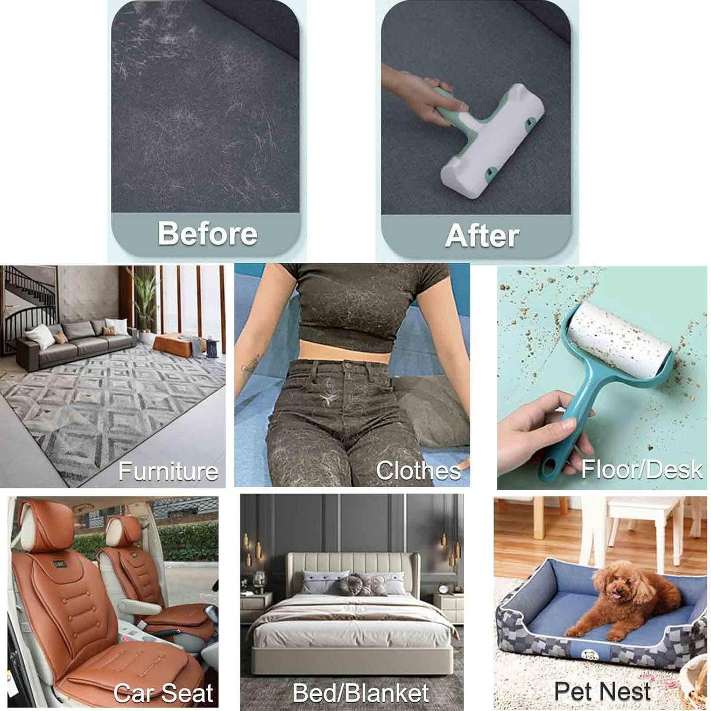 Pet Hair Remover Roller Kit for Dog Cat, Sticky Lint Roller, Dog Lint Remover Brush
