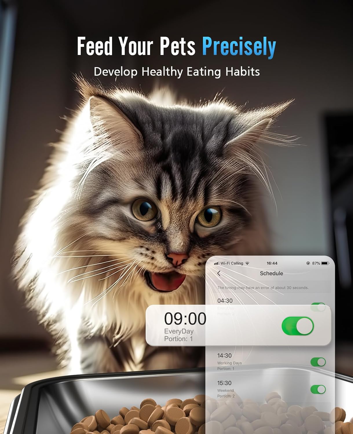 oneisall Automatic Cat Feeder with 5G WiFi, Automatic Cat Food Dispenser for 2 Cats