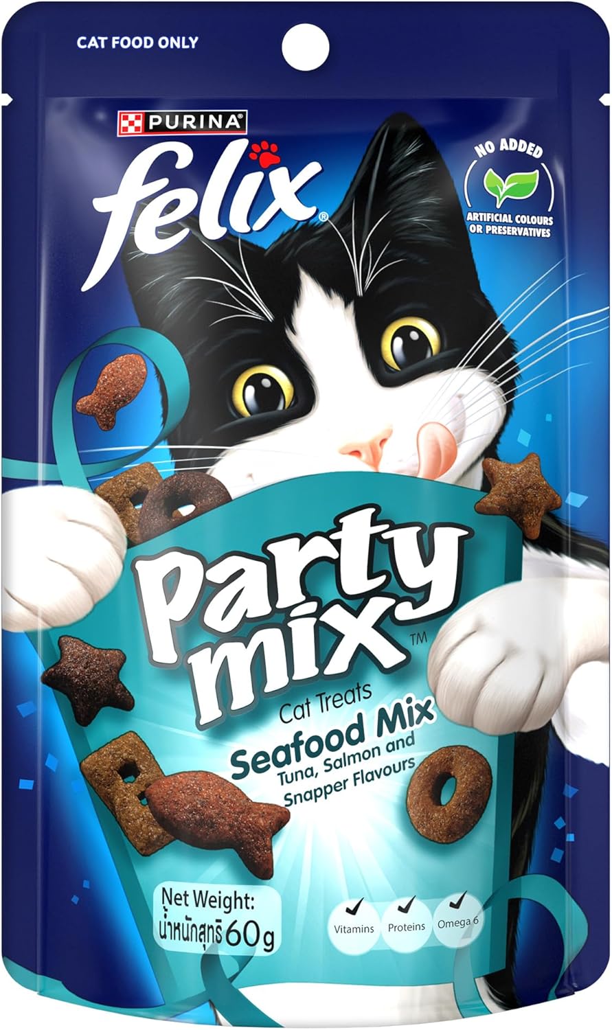 FELIX Adult Cat Treats Seafood Party Mix 8x60g