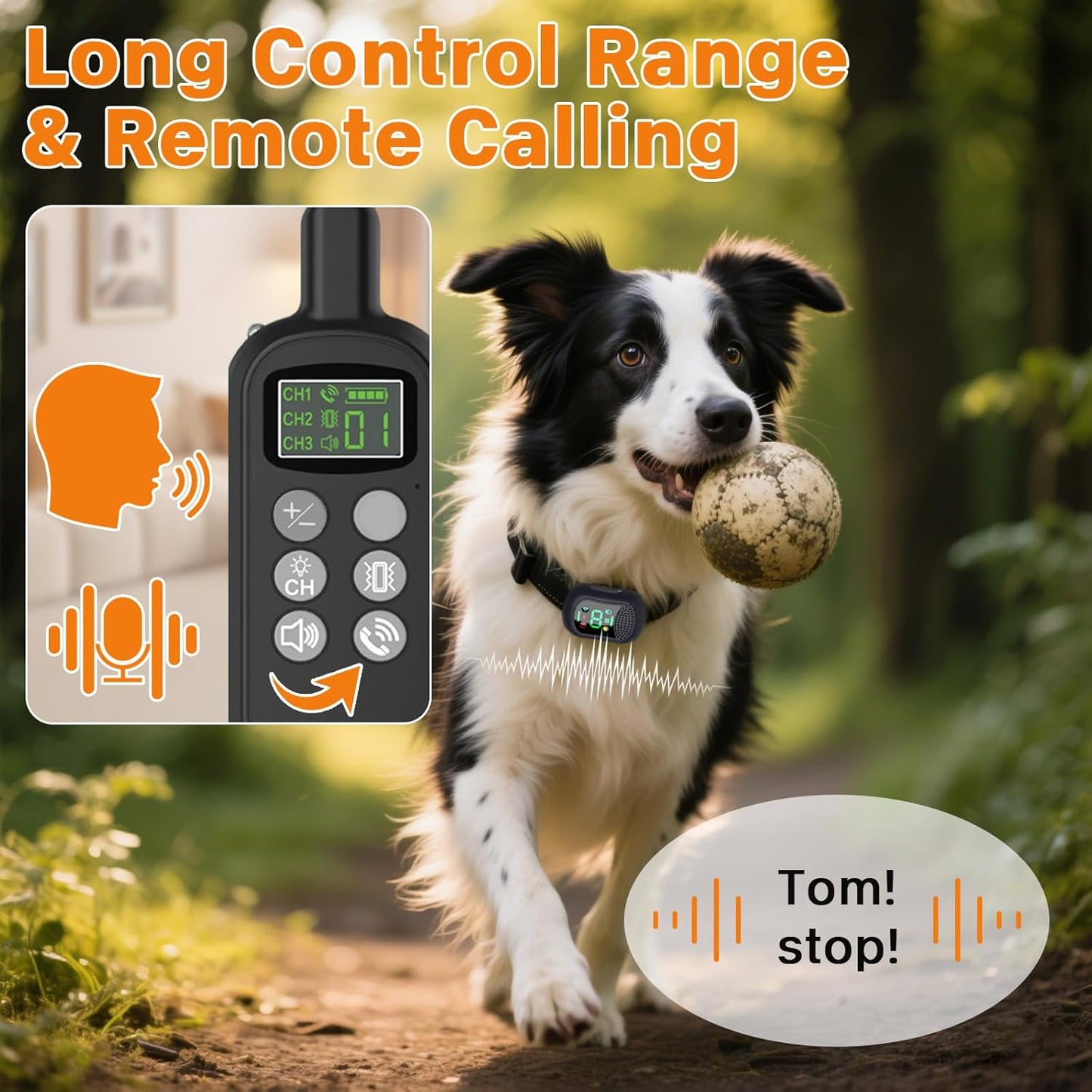 Anti Bark Collar for Dogs - Anti Barking Device,Rechargeable IP7 Waterproof