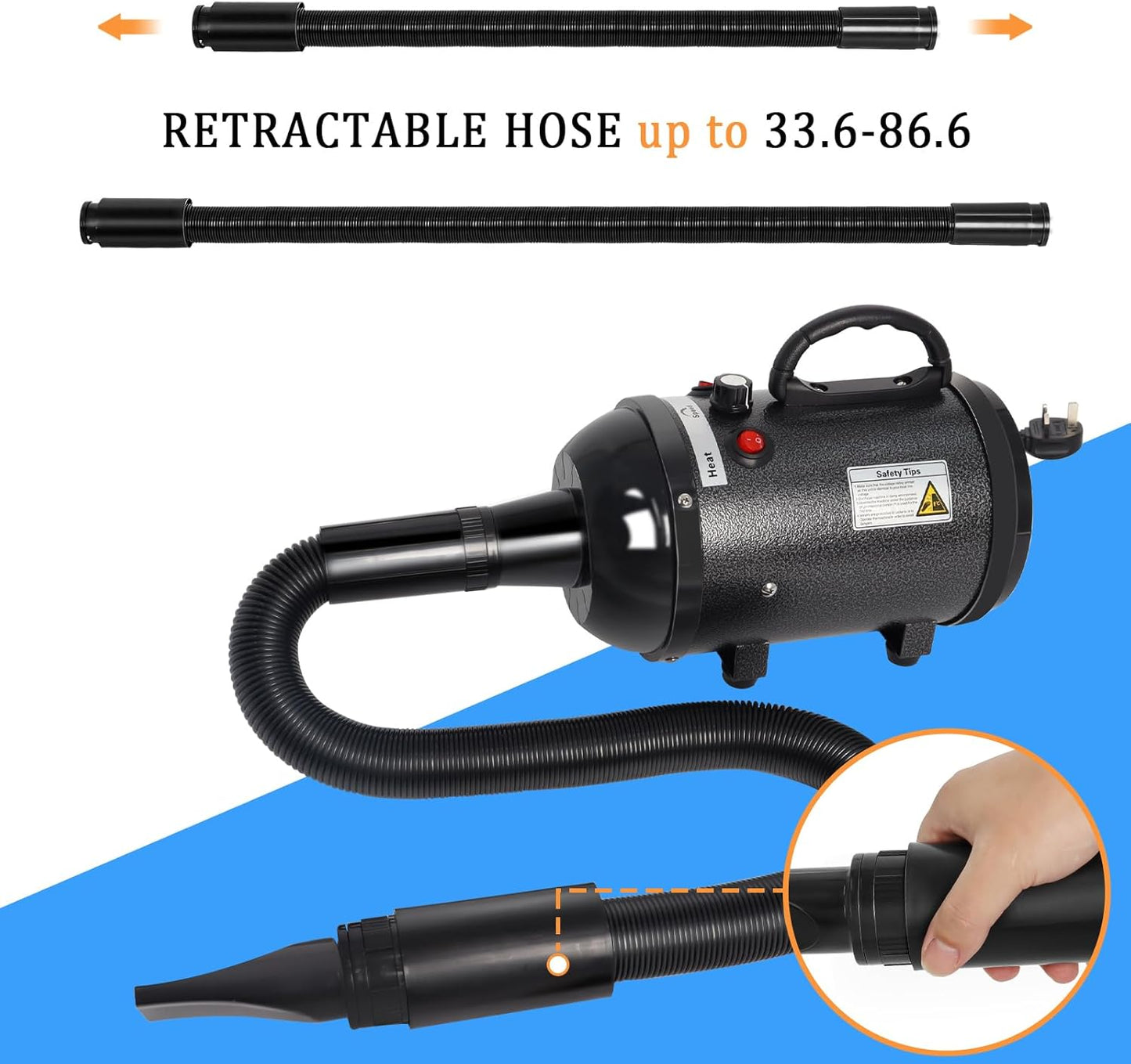 Dog Hair Dryer, 4.5HP/3200W Dog Dryer with Adjustable Temperature & Speed