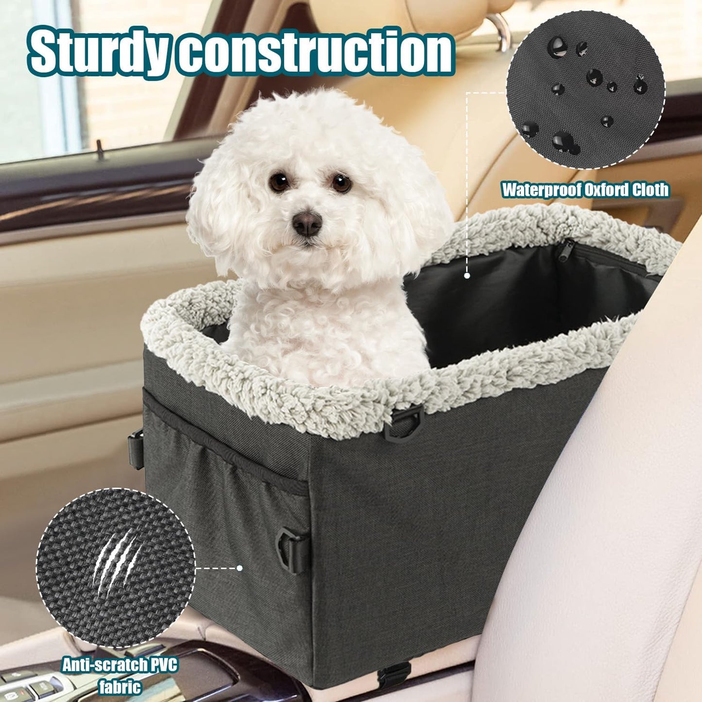 LAMCAN Dog Car Seat, Dog Booster Car Seat for