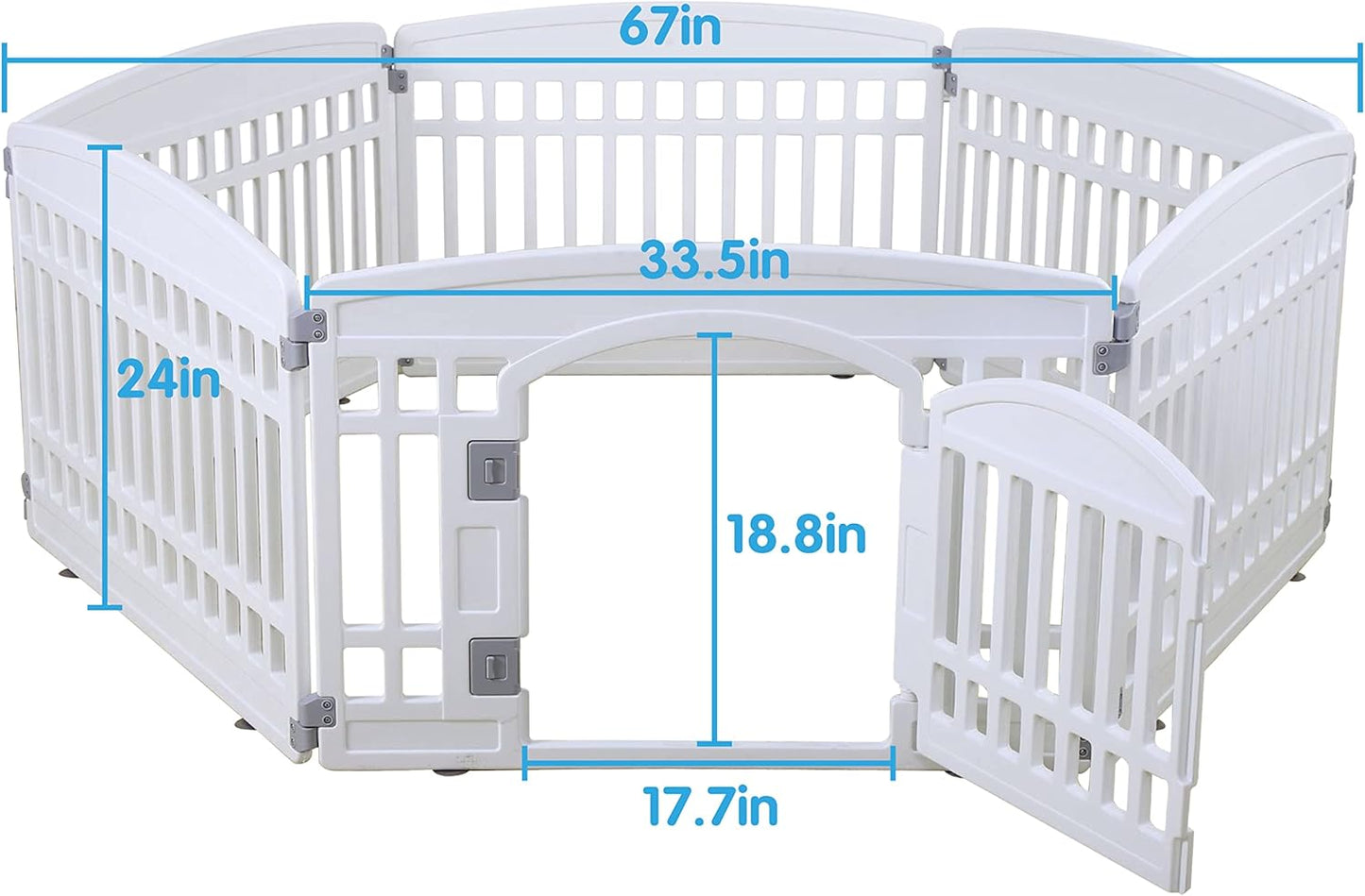 Gupamiga Pet Playpen Foldable Gate for Dogs Heavy Plastic Dog Playpen Puppy Exercise(White 6*Panel)