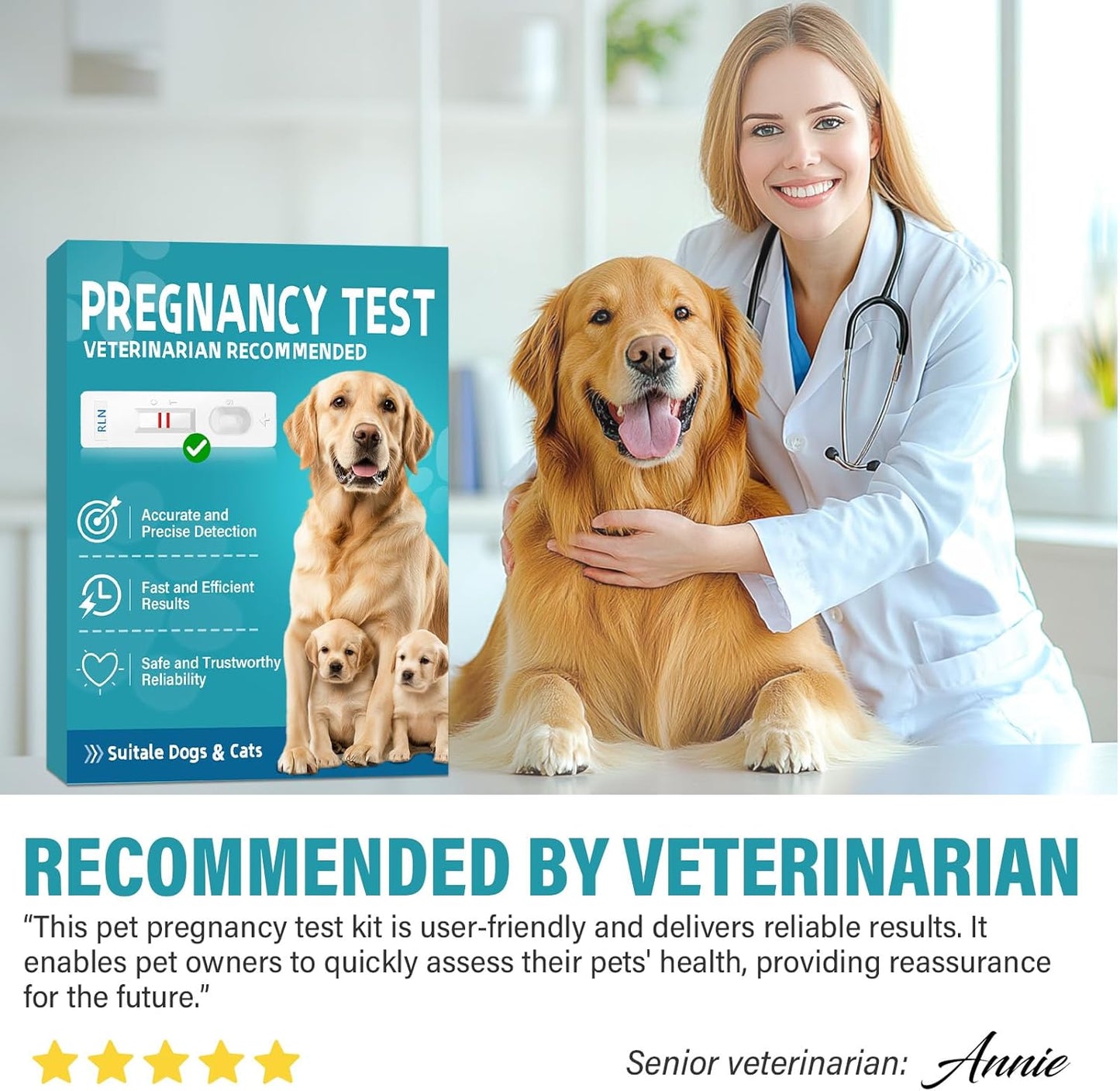 Dog Pregnancy Test, Pet Pregnancy Supplies at Home, 10-15 Mins Accurate and Fast Detection, 99.9% Accurate & Simple Operation