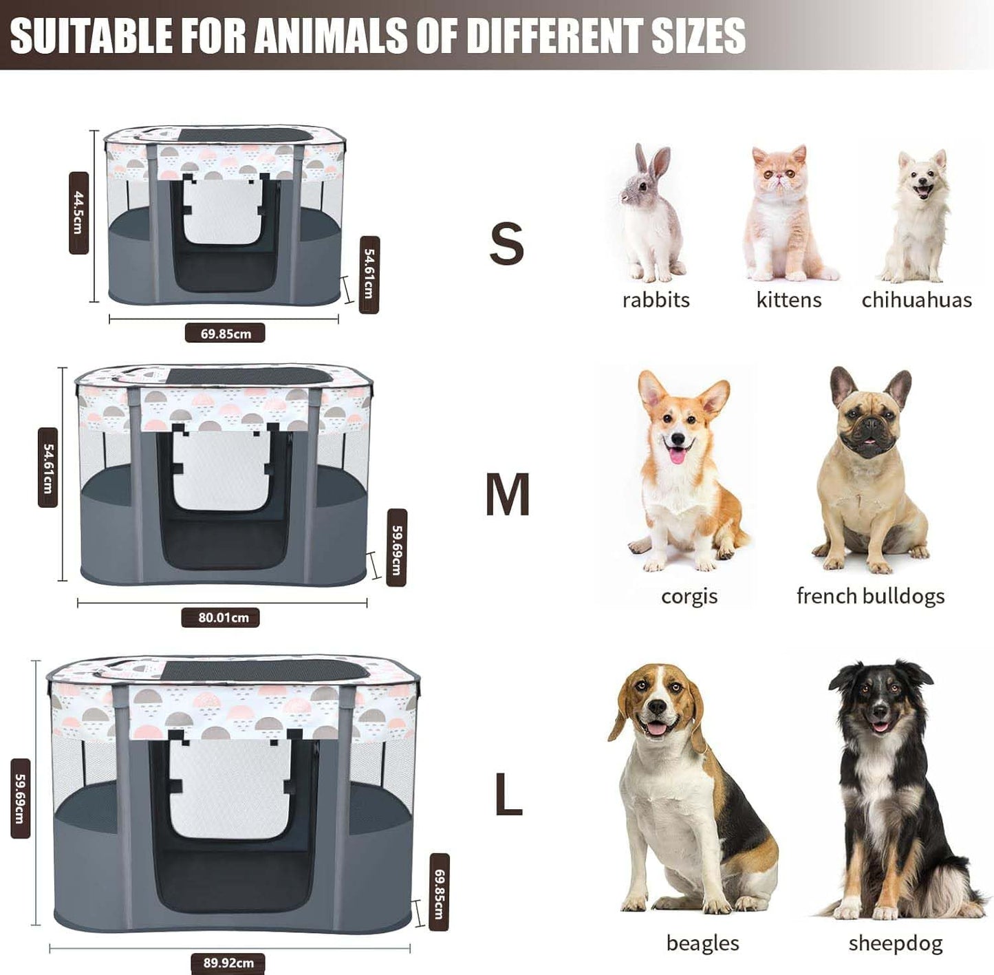 Portable Pet Playpen,Dog Play Pen Indoors,Foldable Dog Cat Tent with Carry Bag for Puppy Kittens(Small)